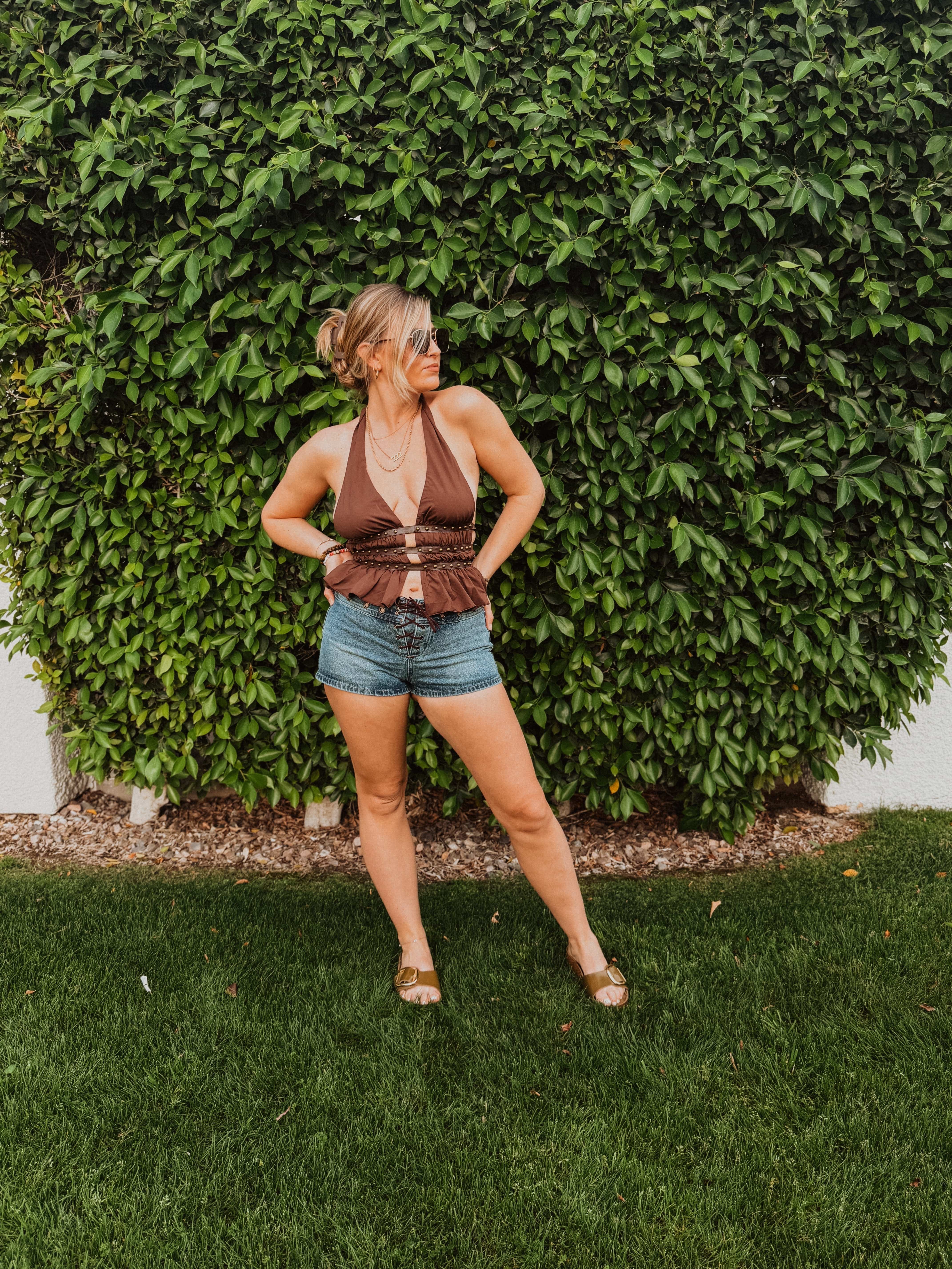 Roaming Travelers Indie Western Split Front Studded Halter Top available in Joshua Tree at JT Trading Post