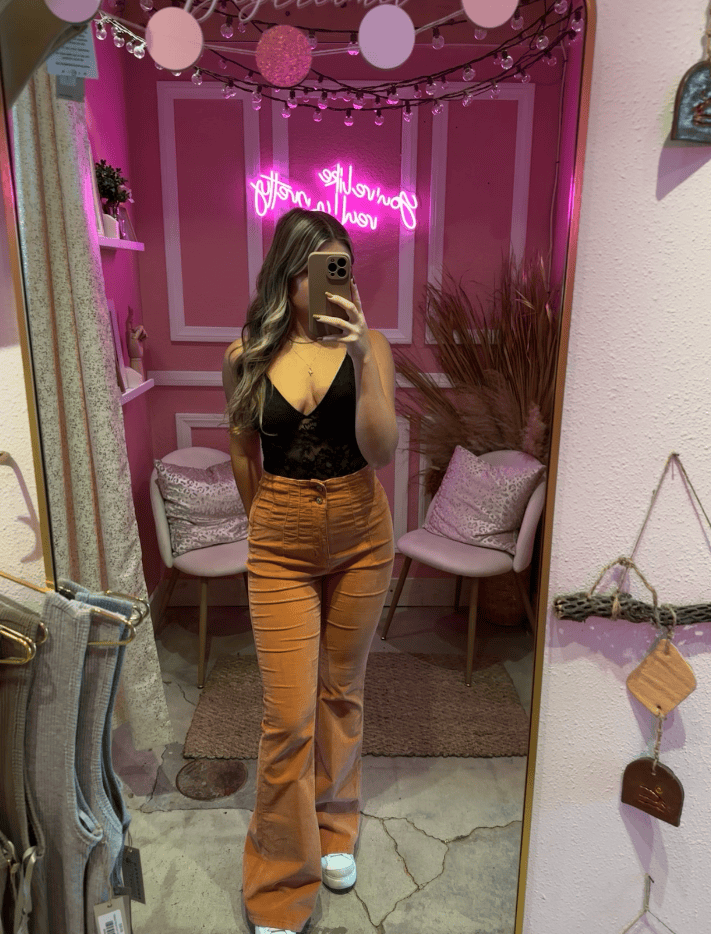 Roaming Travelers Jayde Cord Flare Jeans available in Joshua Tree at JT Trading Post