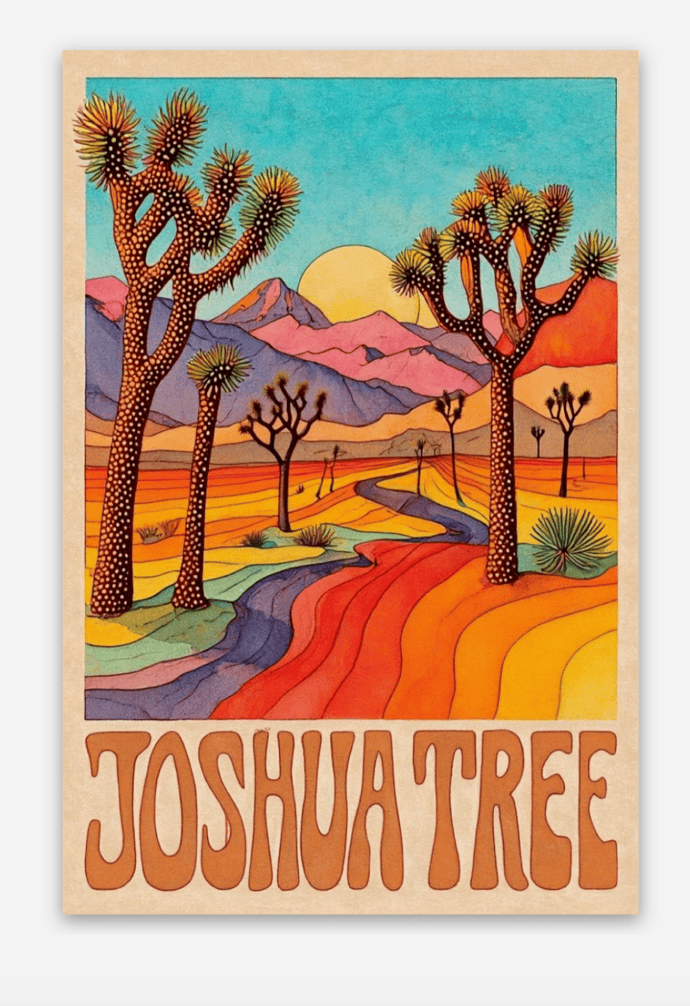 Roaming Travelers Joshua Tree Rainbow Sticker available in Joshua Tree at JT Trading Post