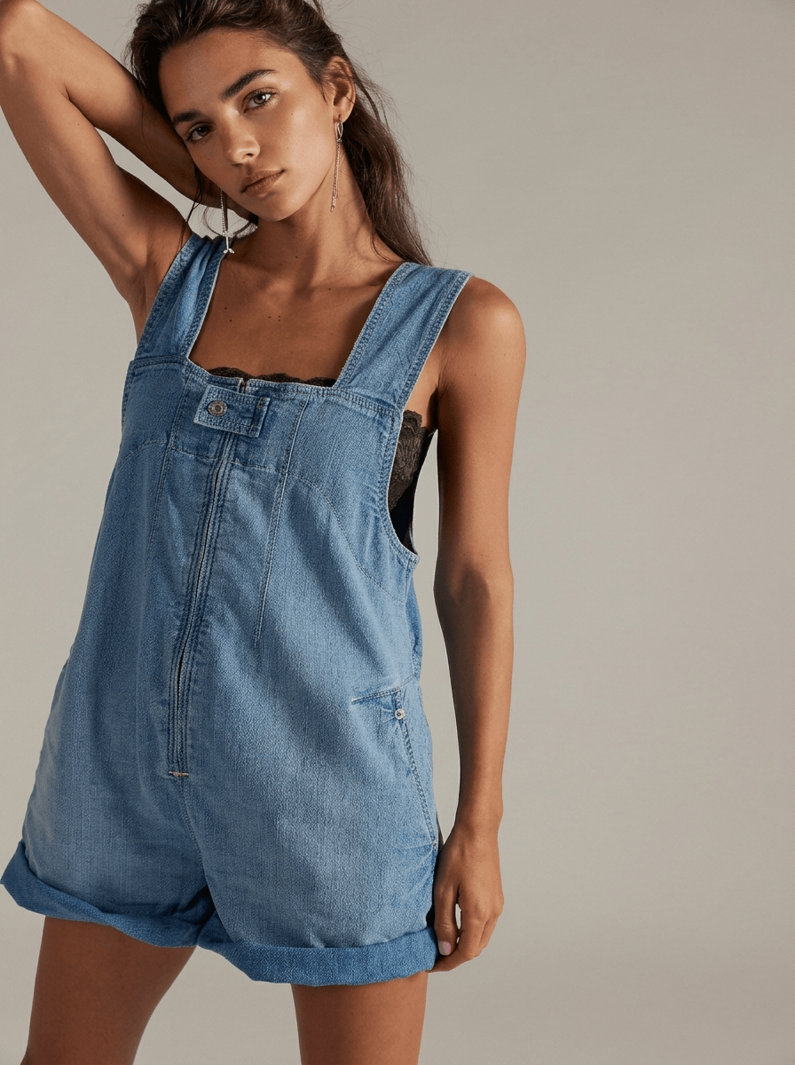 Free People Overalls Jude Shortall | Light Indigo