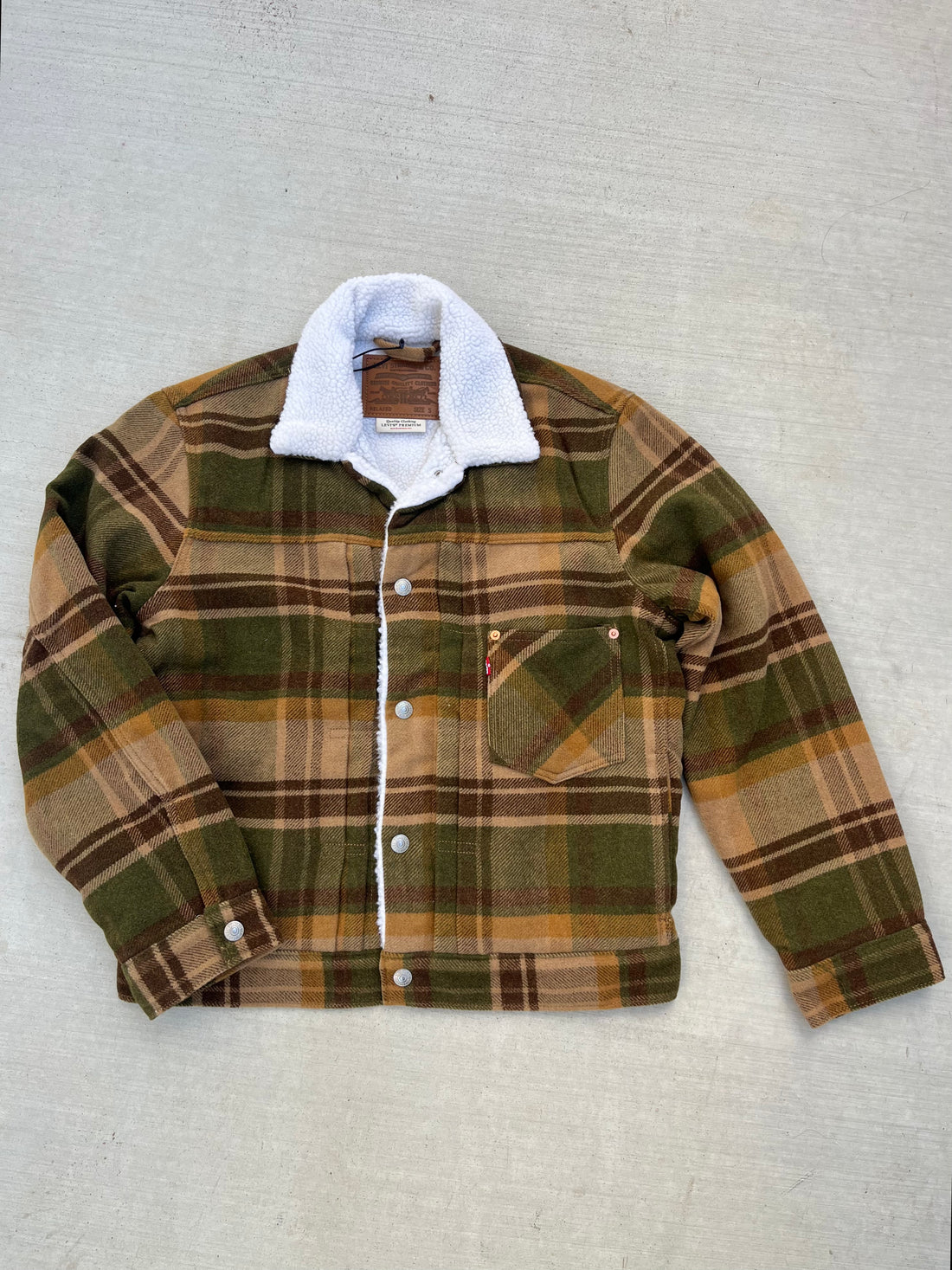 Roaming Travelers Levi's | Brown Plaid Sherpa Jacket available in Joshua Tree at JT Trading Post