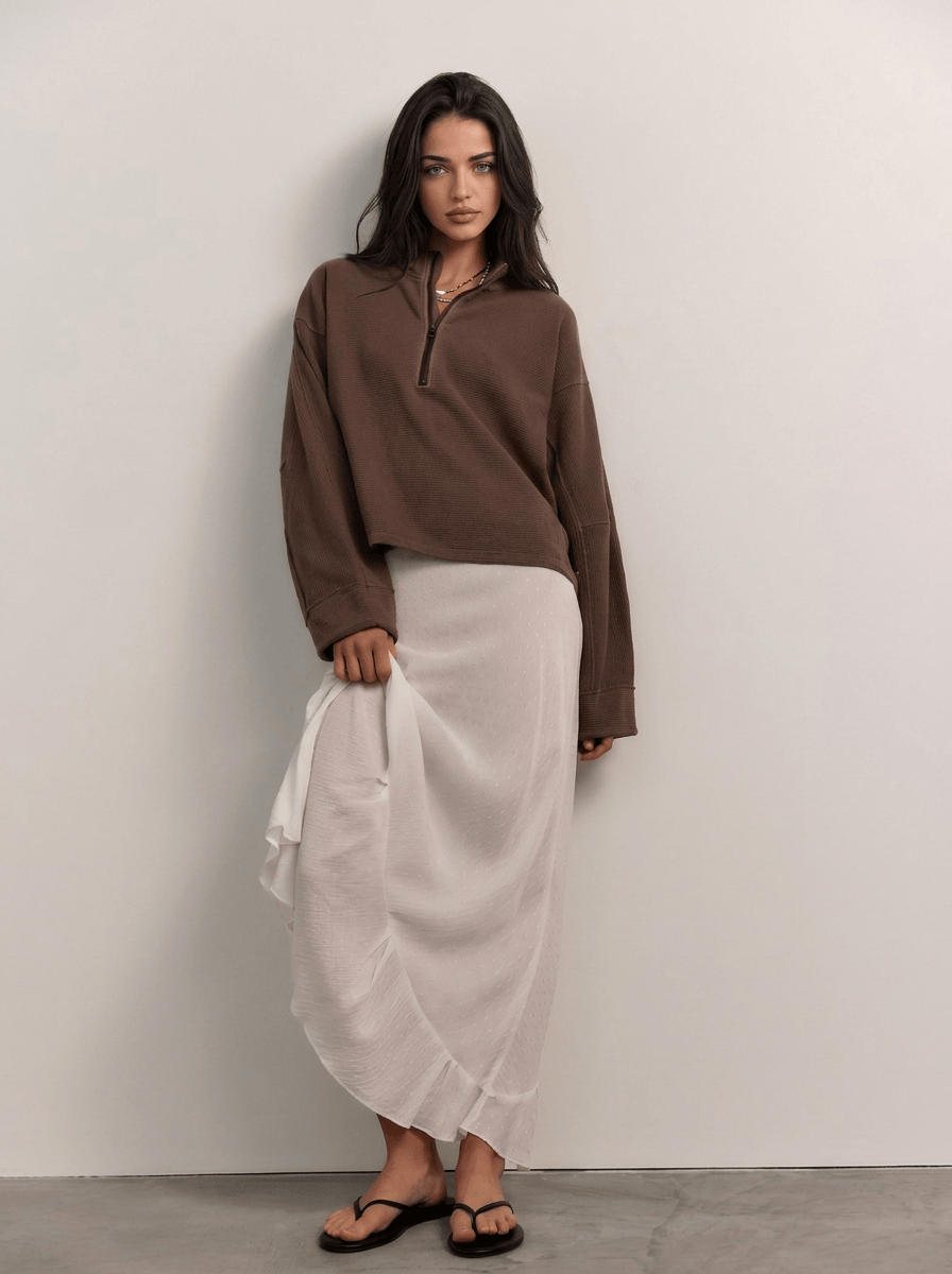Free People Sweatshirts Mochachinno / XS We The Free Celeste Quarter Zip