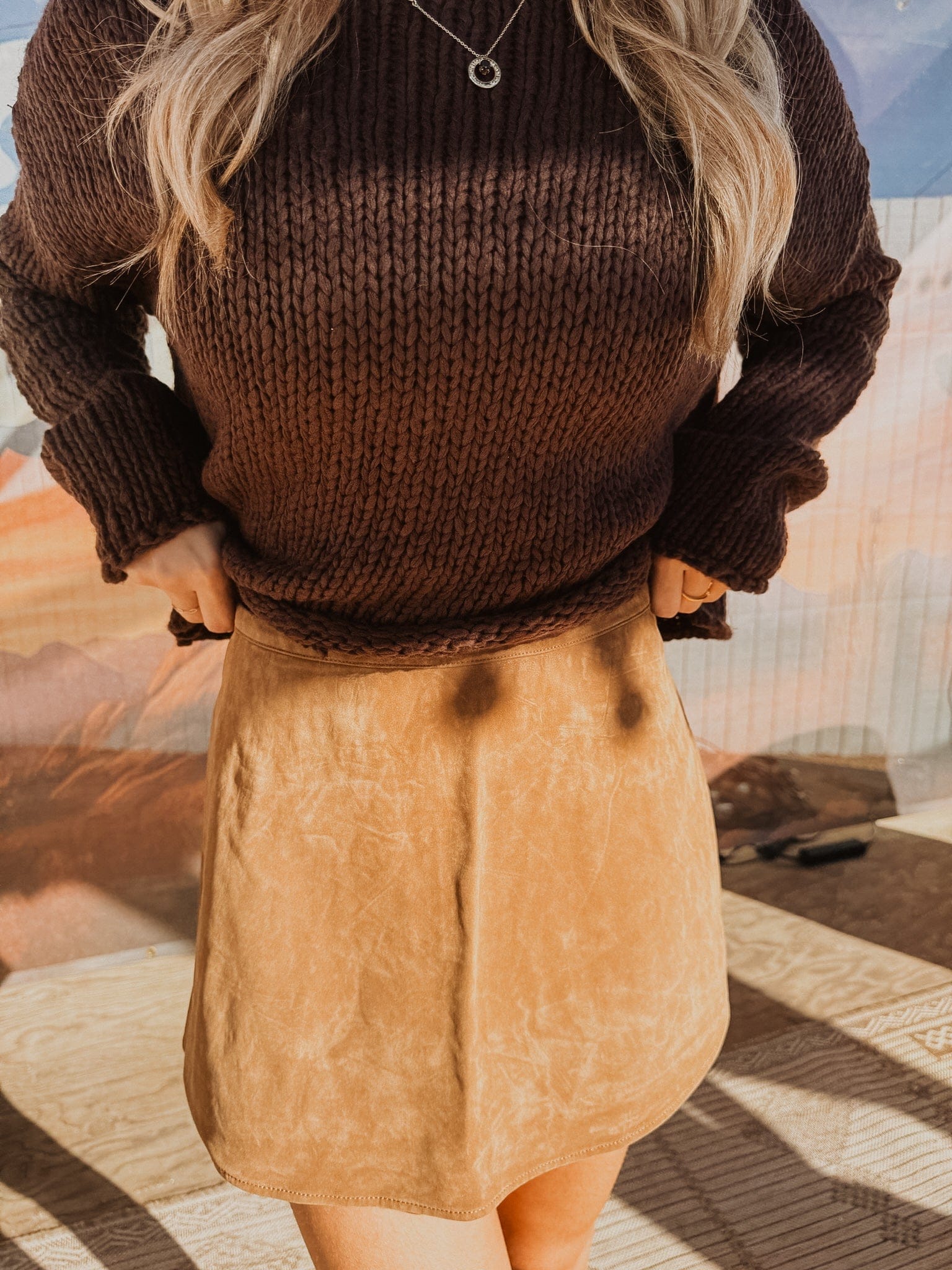 Roaming Travelers Paradise Found Suede Skort available in Joshua Tree at JT Trading Post