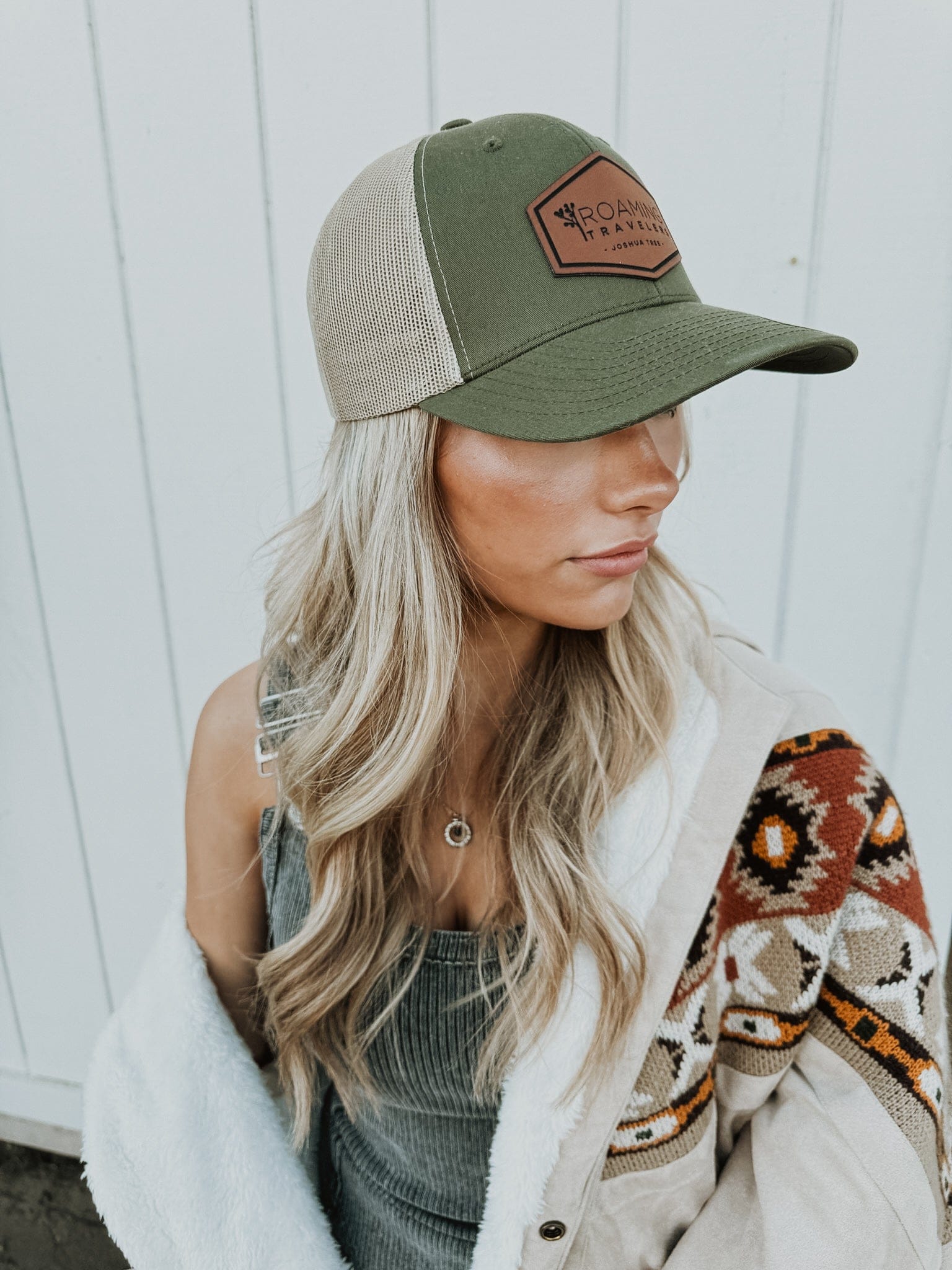 Roaming Travelers Roaming Travelers Leather Patch Hat available in Joshua Tree at JT Trading Post