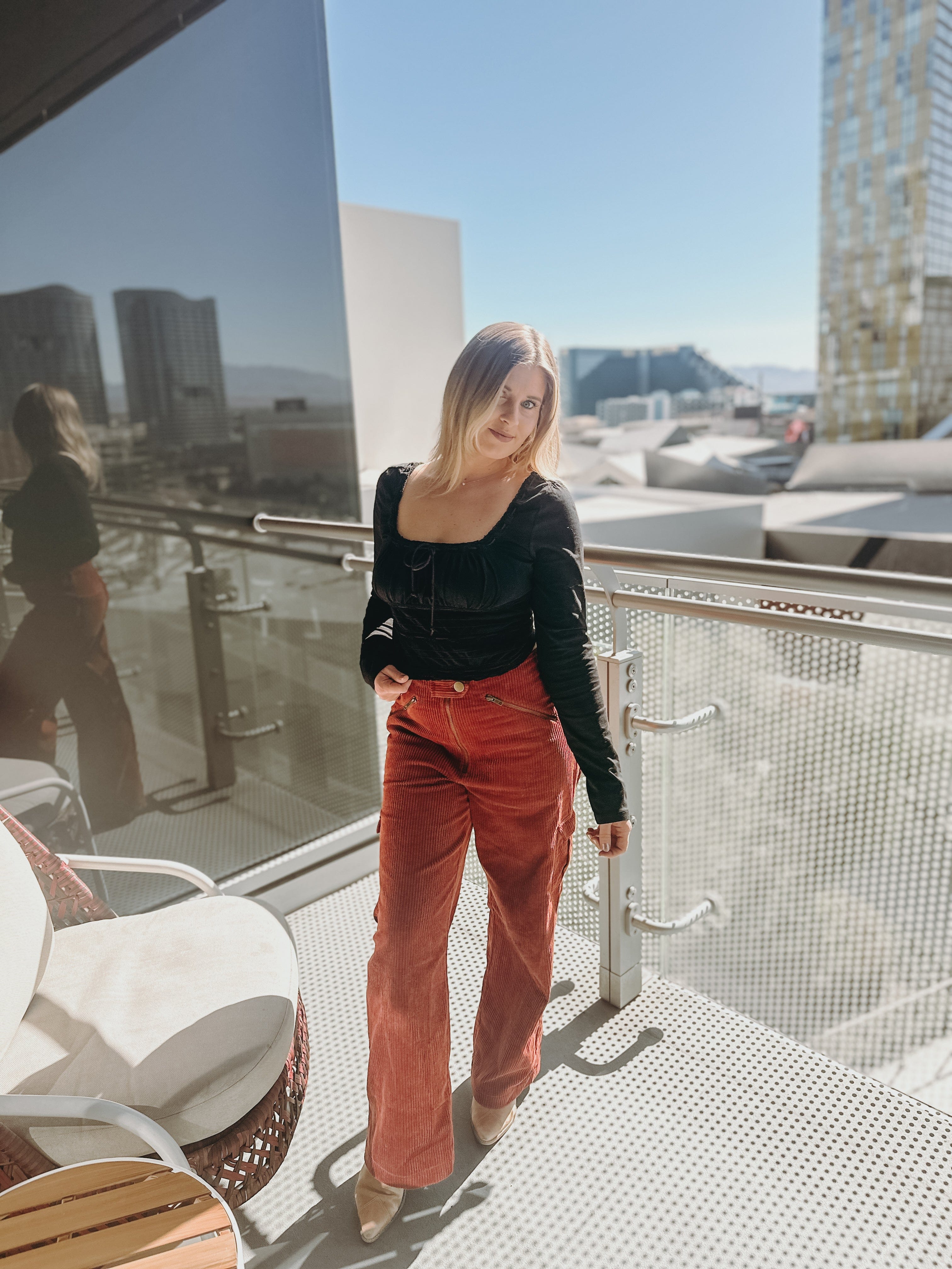 Roaming Travelers Scarlet Smocked Long Sleeve available in Joshua Tree at JT Trading Post