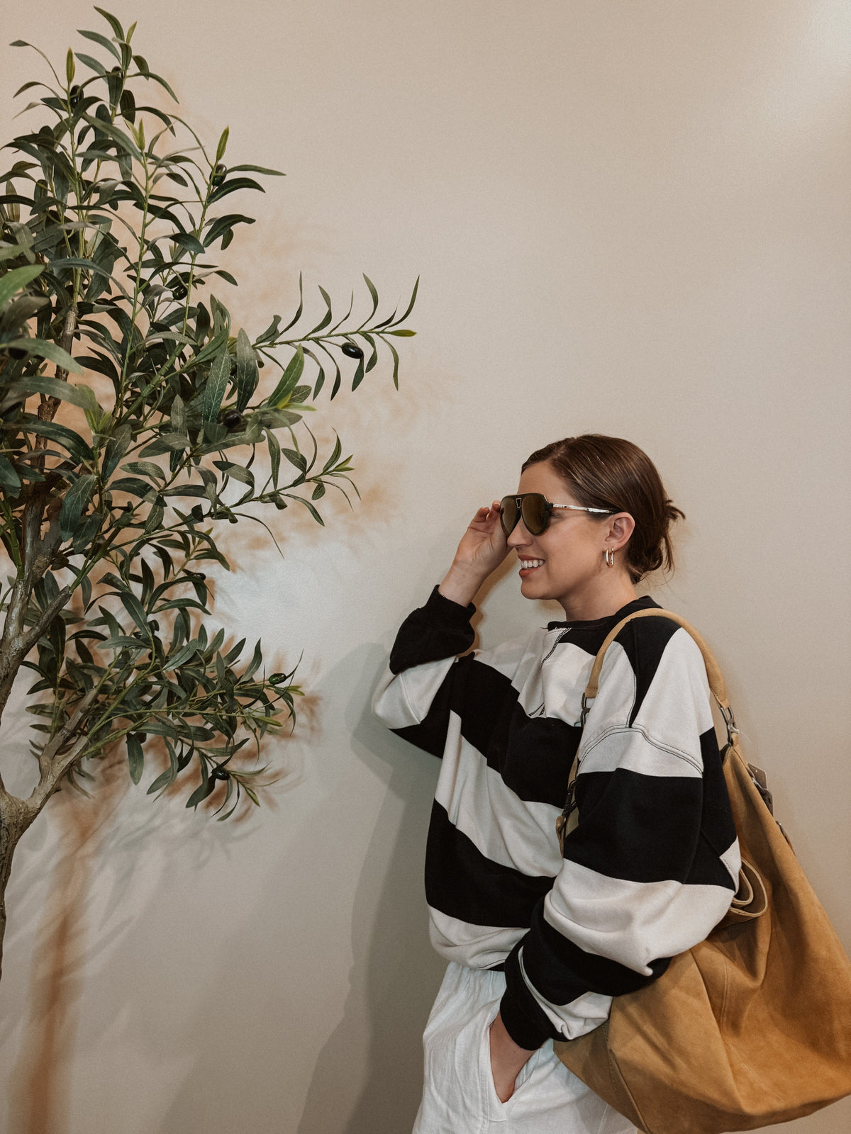 Roaming Travelers We The Free Classic Striped Oversized Crewneck available in Joshua Tree at JT Trading Post