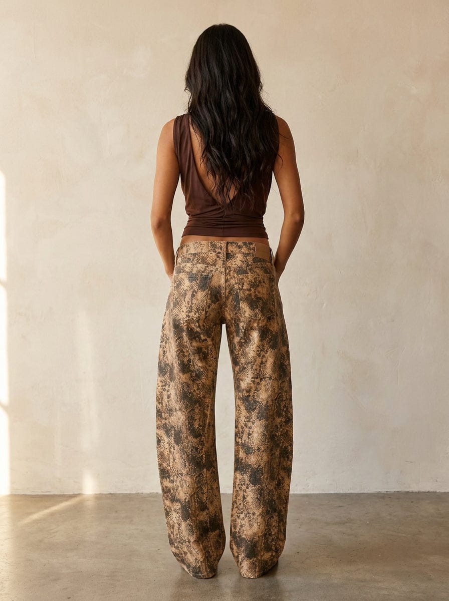 Roaming Travelers We The Free Fable Printed Low-Rise Twisted Bowed Jeans available in Joshua Tree at JT Trading Post