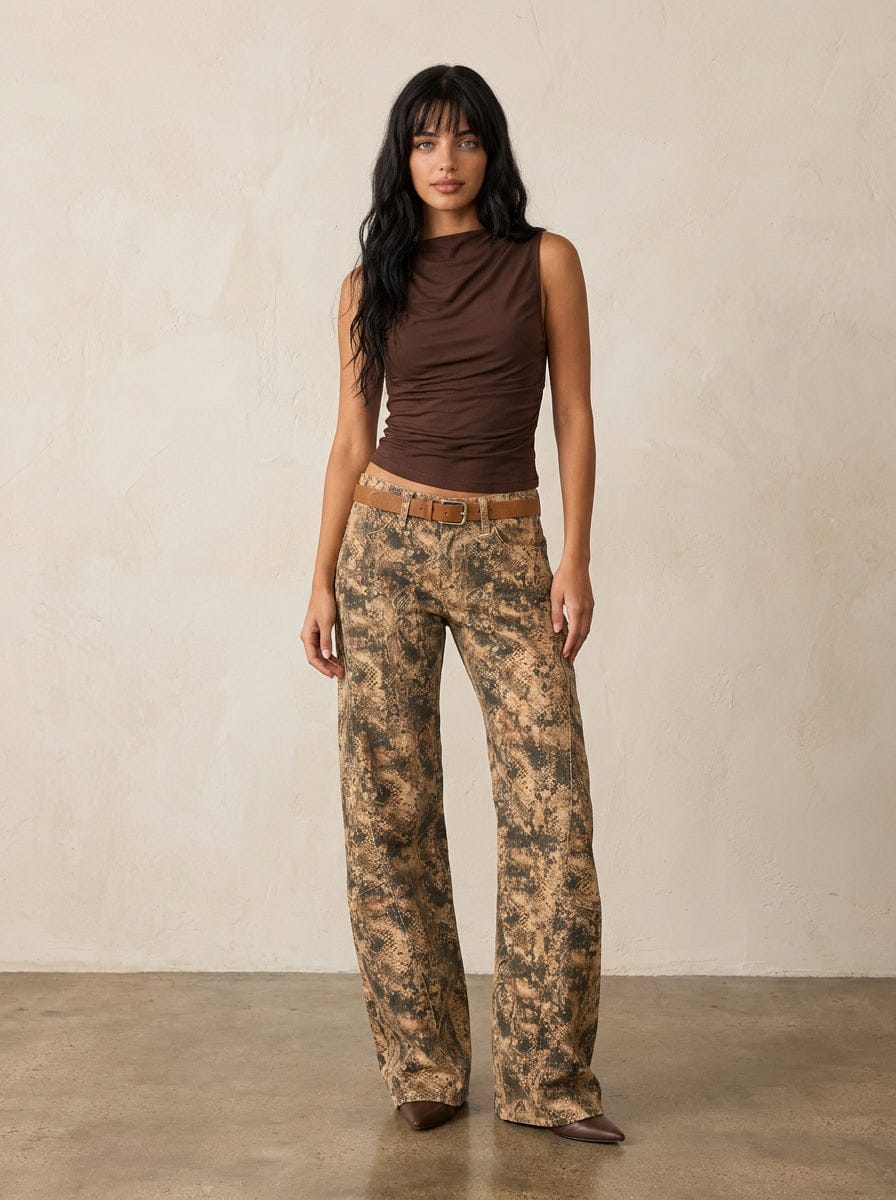 Roaming Travelers We The Free Fable Printed Low-Rise Twisted Bowed Jeans available in Joshua Tree at JT Trading Post