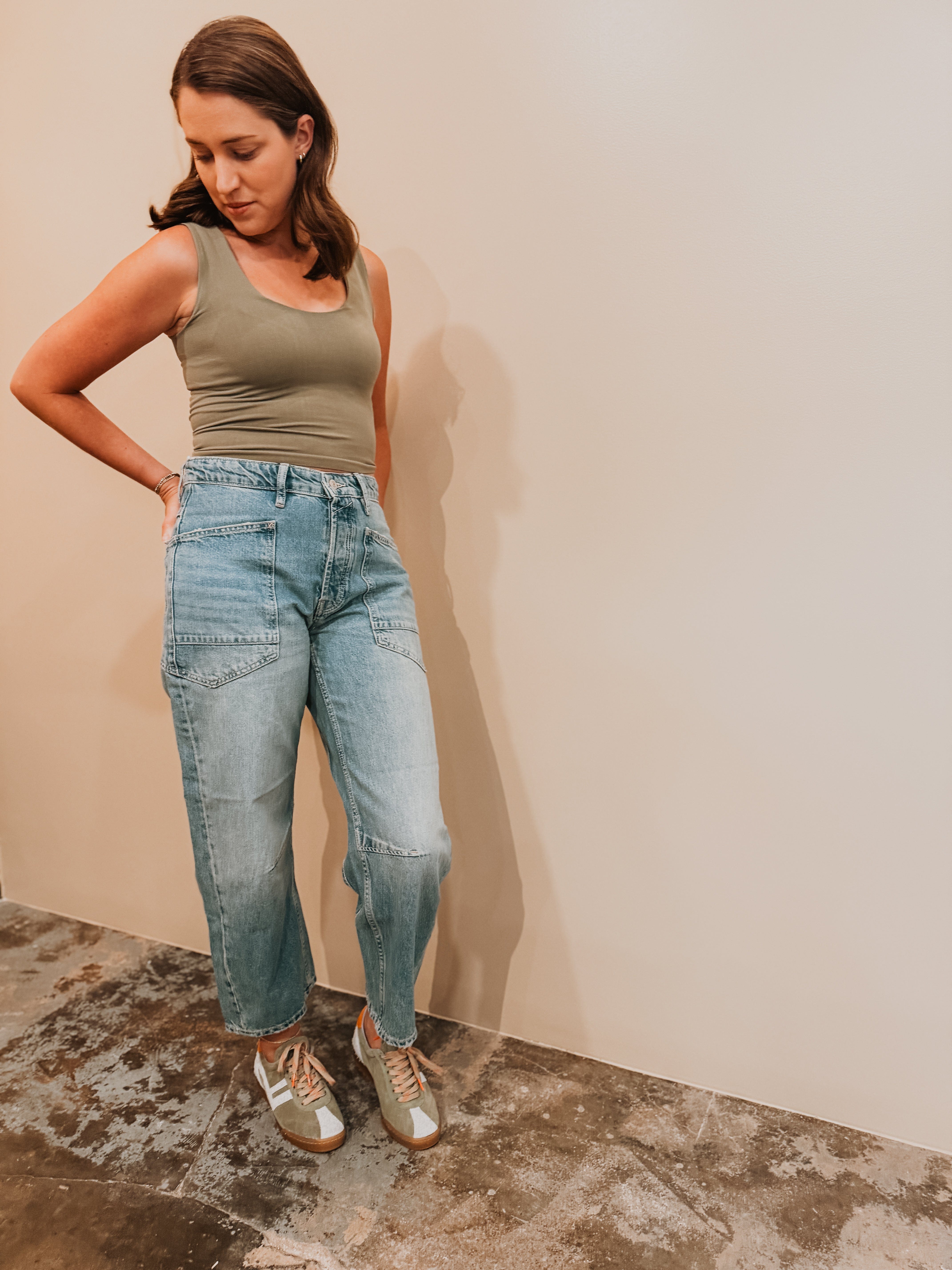 Roaming Travelers We The Free Minimalist Moxie Barrel Jeans available in Joshua Tree at JT Trading Post