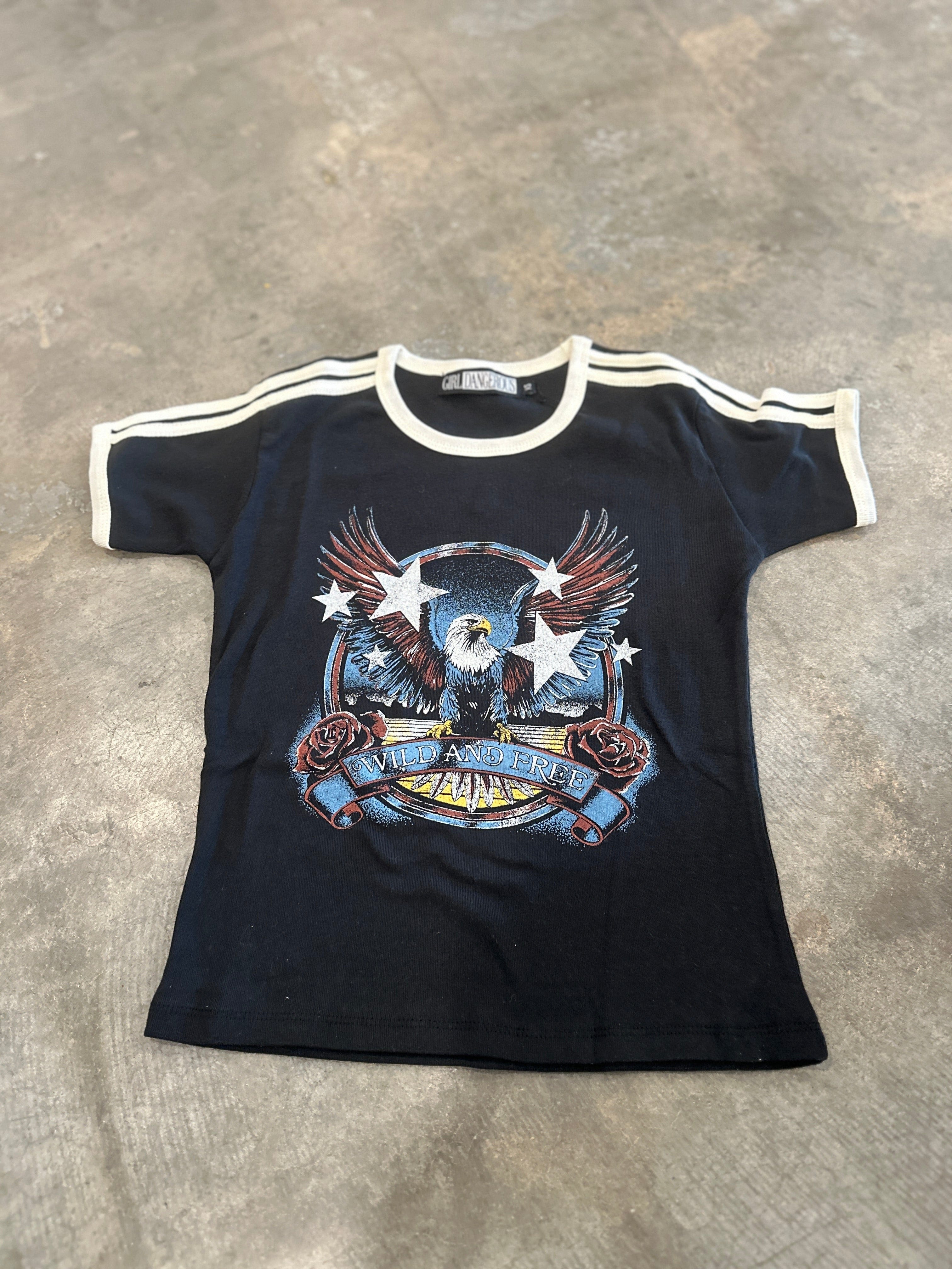 Roaming Travelers Wild & Free Ringer Tee available in Joshua Tree at JT Trading Post