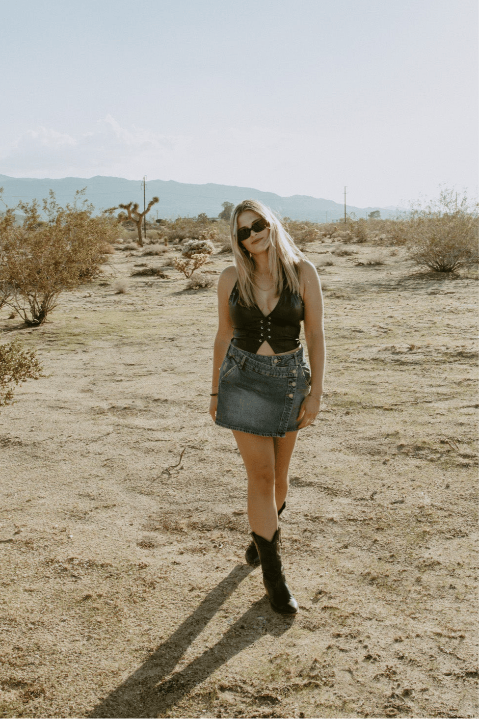 Roaming Travelers Wynne Denim Skirt available in Joshua Tree at JT Trading Post