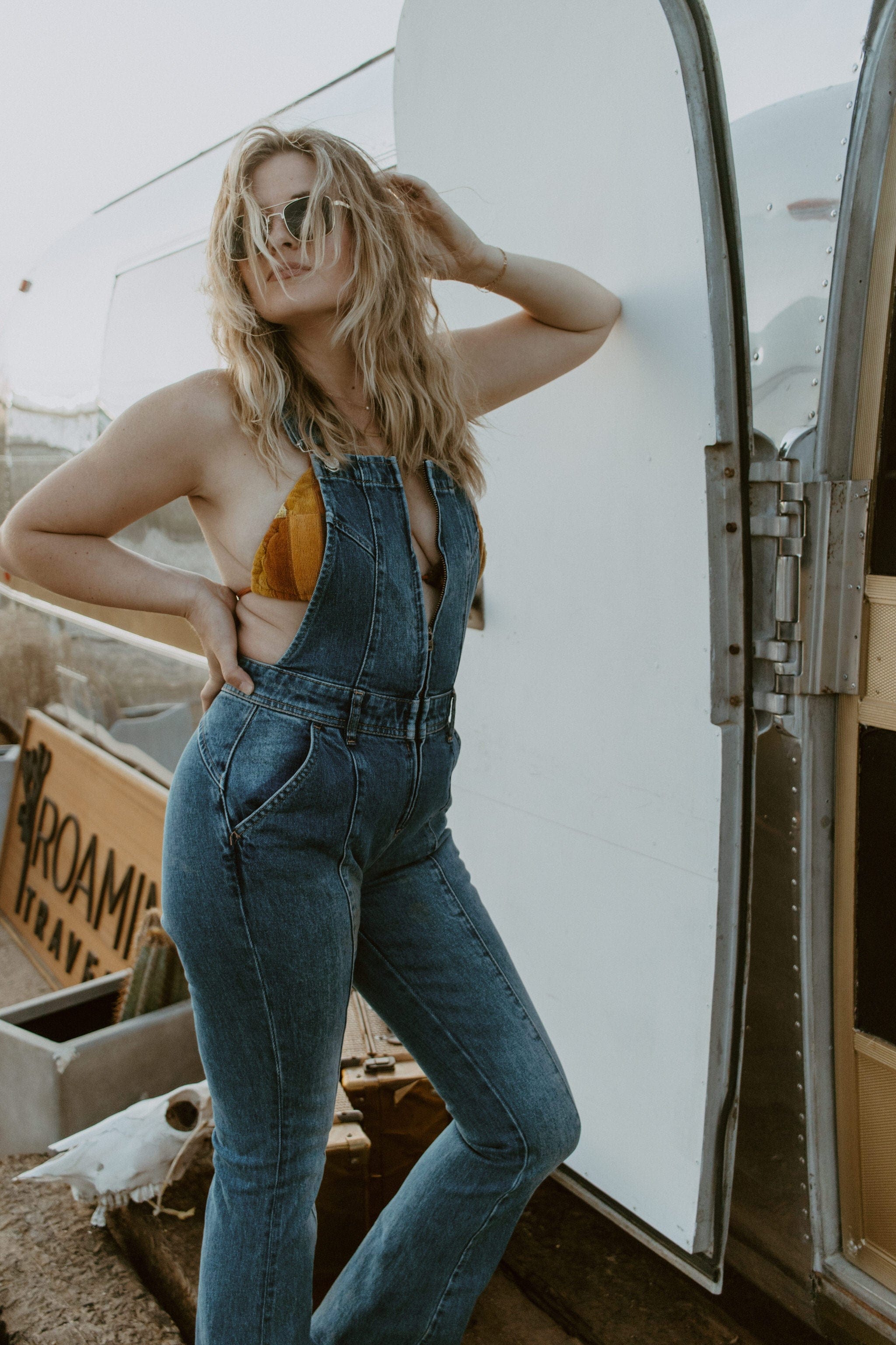 Roaming Travelers Camilla Slim Flare Overalls available in Joshua Tree at JT Trading Post