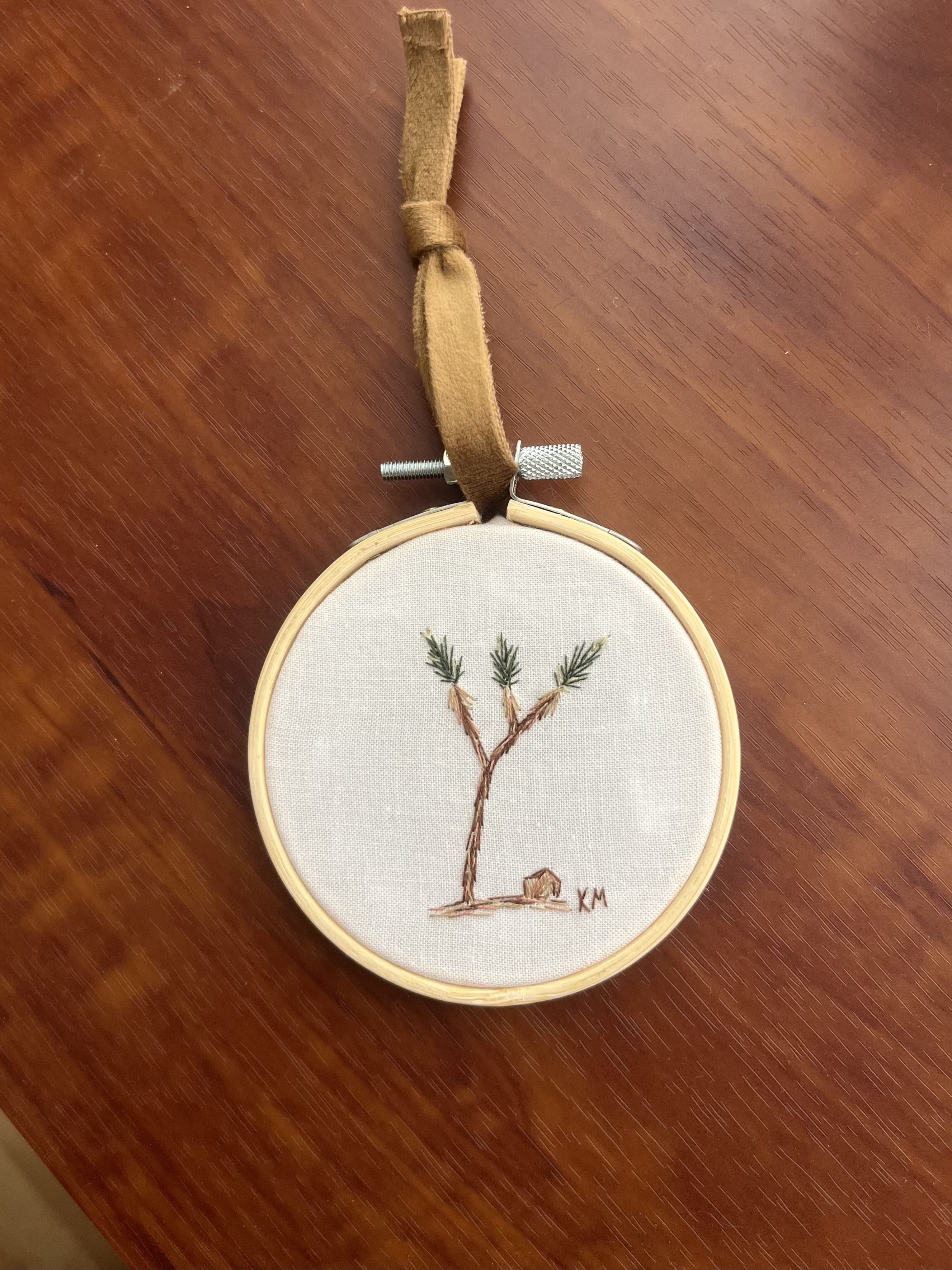 Seamstress Kate Hand Embroidered Joshua Tree | 3" Hoop available in Joshua Tree at JT Trading Post