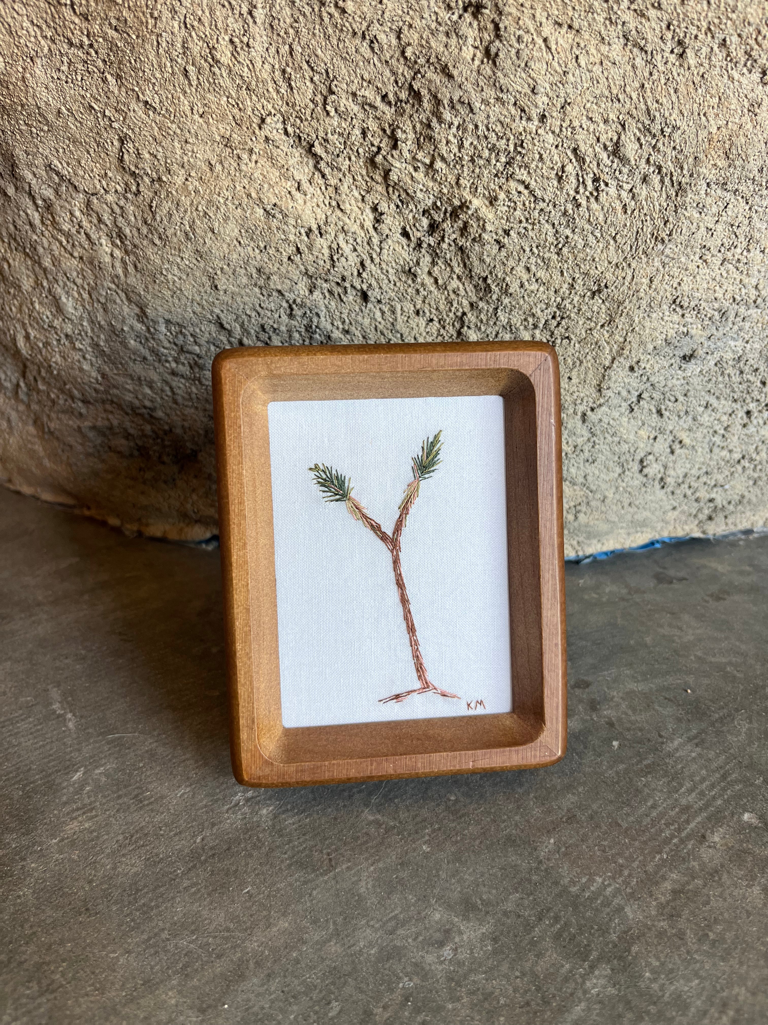 Seamstress Kate Hand Embroidered Joshua Tree | 3X4” Dark Frame available in Joshua Tree at JT Trading Post