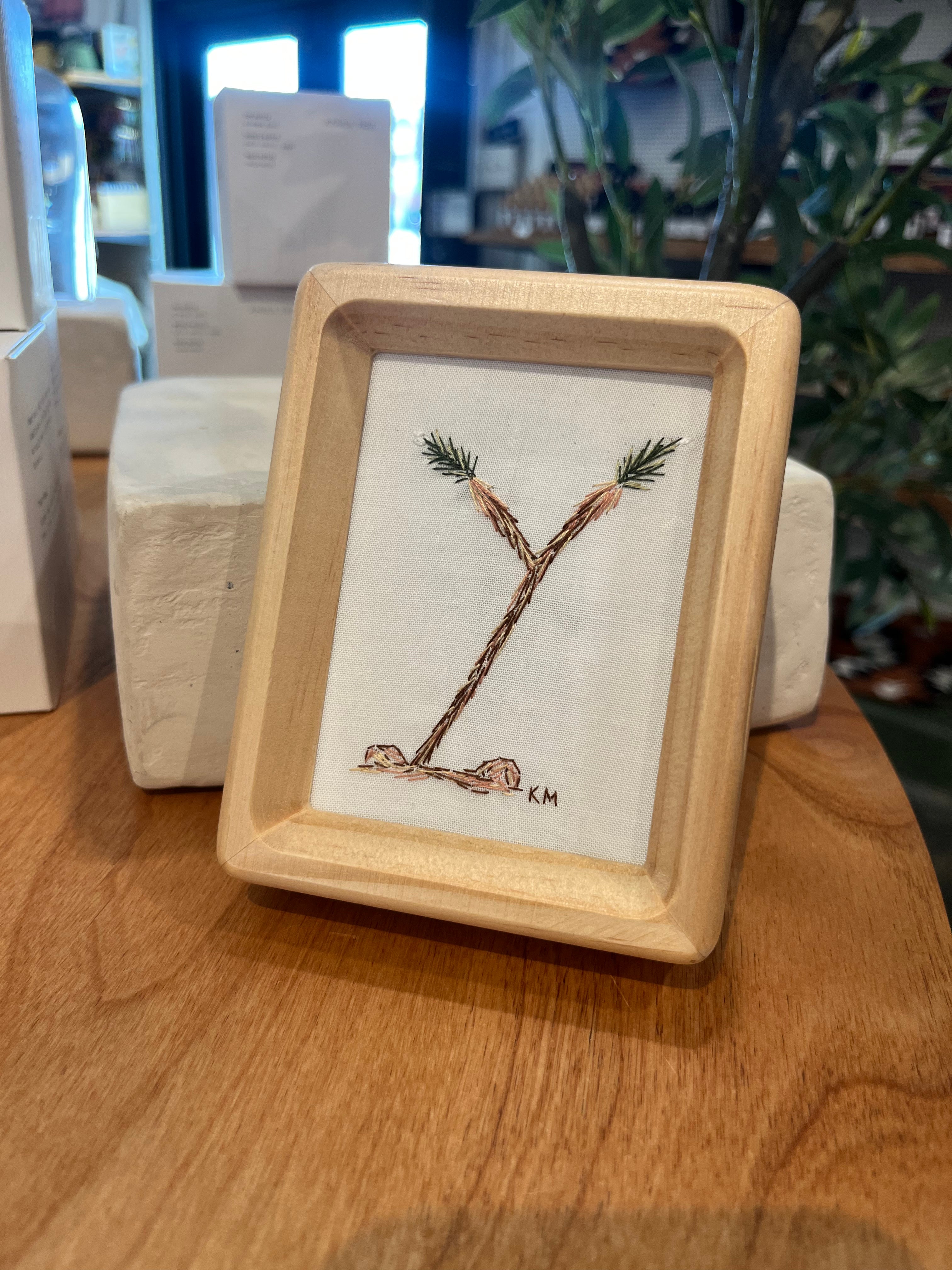Seamstress Kate Hand Embroidered Joshua Tree | 3X4” Natural Frame available in Joshua Tree at JT Trading Post
