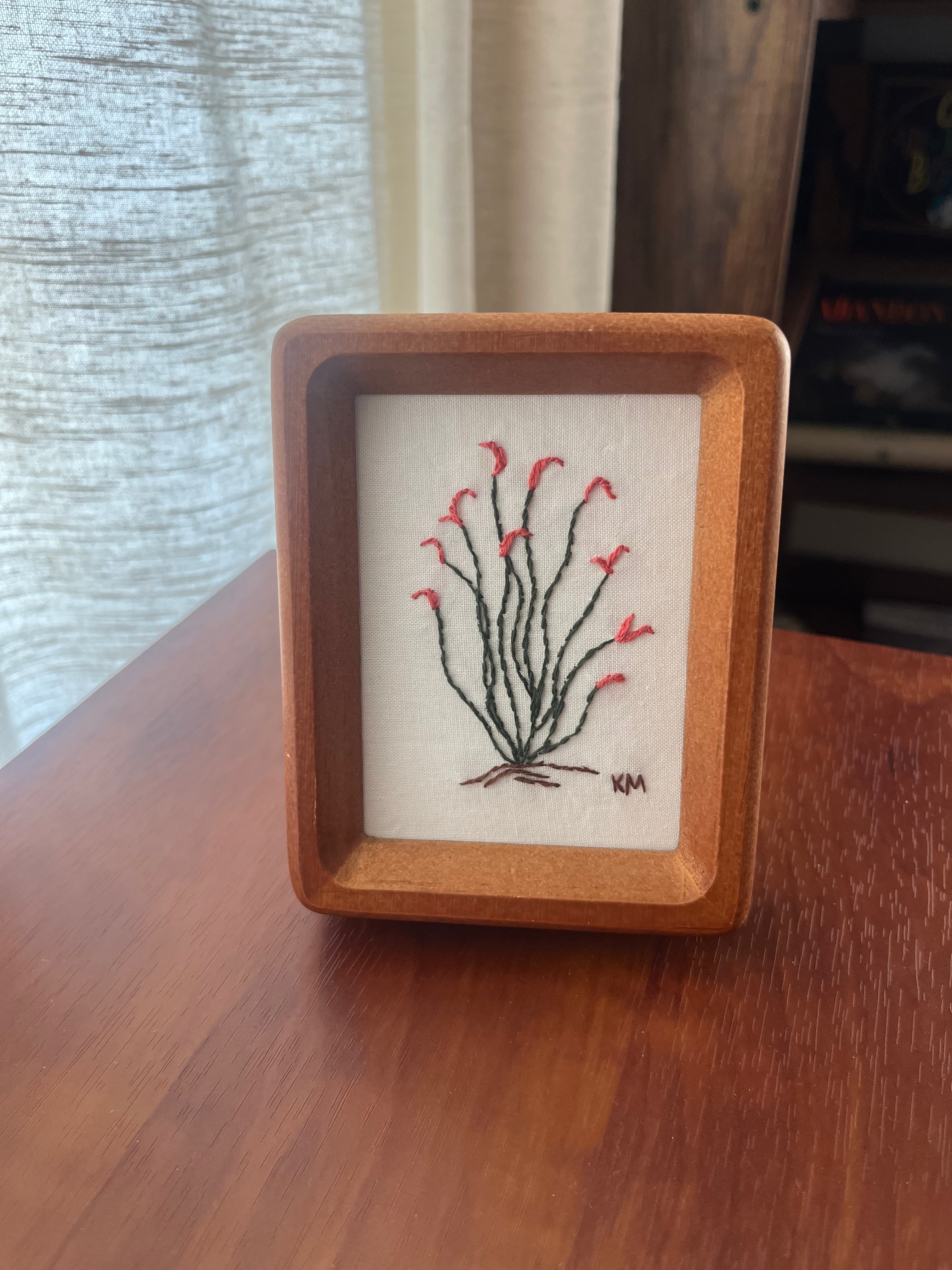 Seamstress Kate Hand Embroidered Ocotillo | 3X4” Frame available in Joshua Tree at JT Trading Post