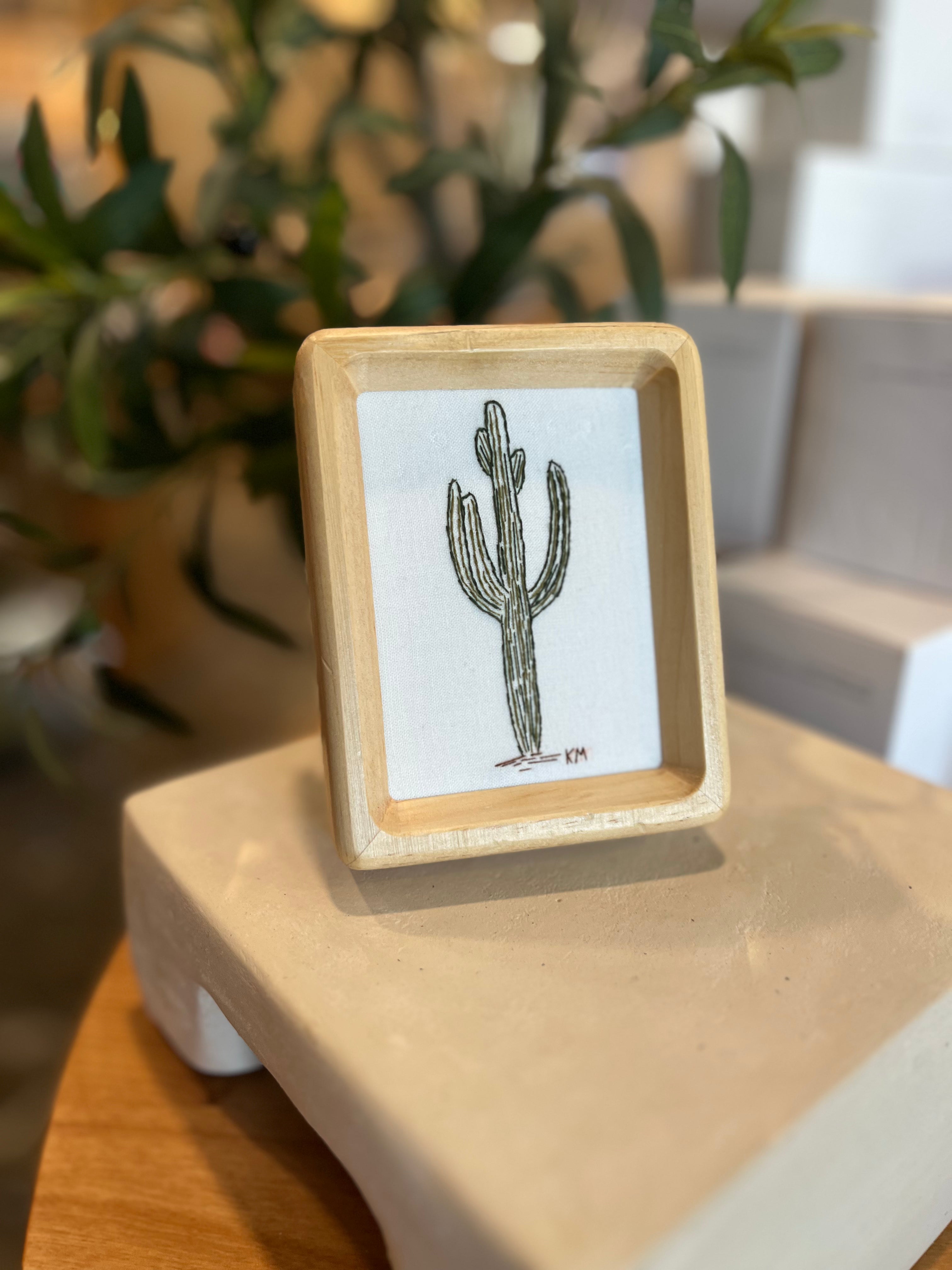 Seamstress Kate Hand Embroidered Saguaro Cactus | 3X4” Frame available in Joshua Tree at JT Trading Post