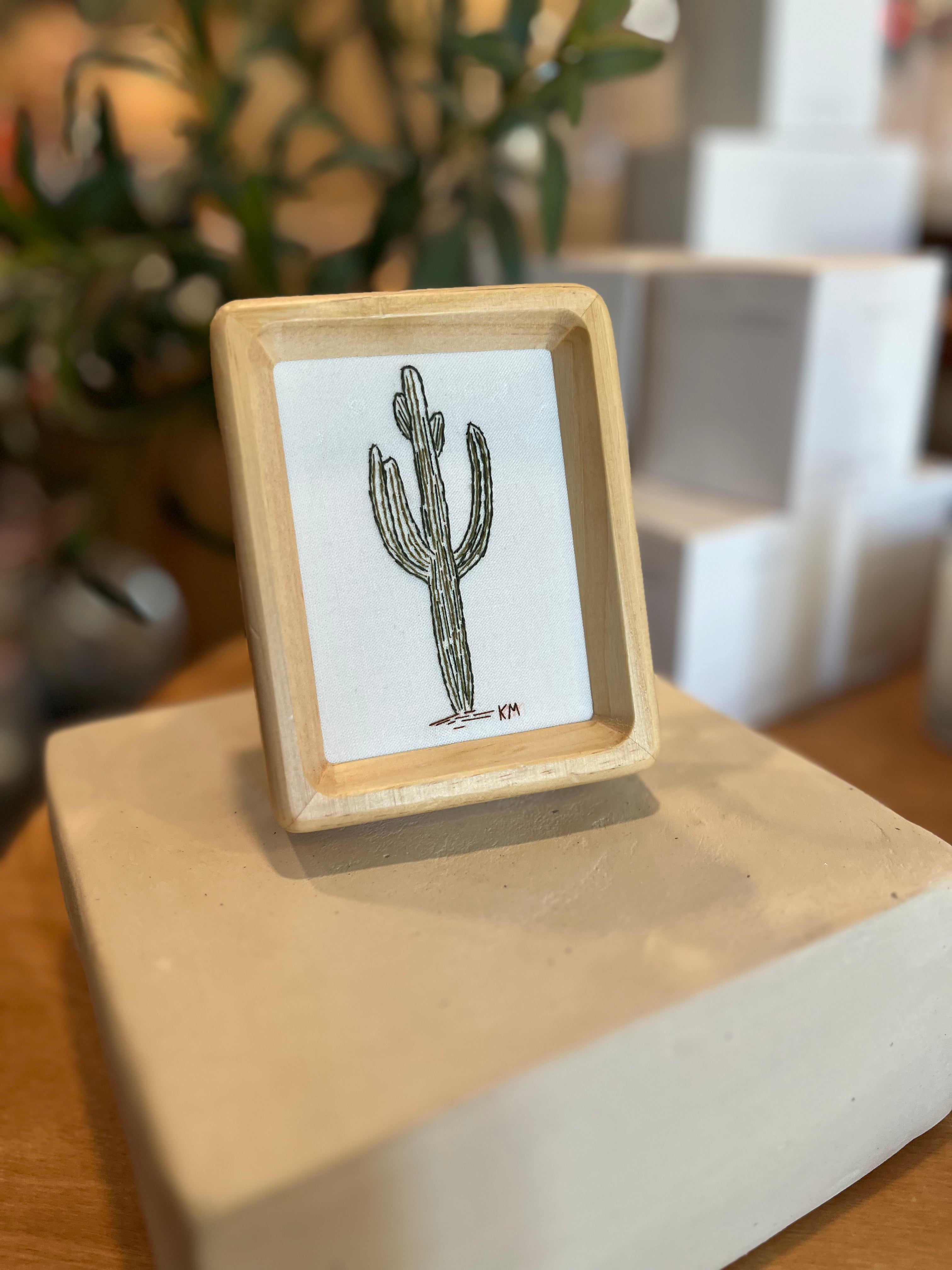 Seamstress Kate Hand Embroidered Saguaro Cactus | 3X4” Frame available in Joshua Tree at JT Trading Post