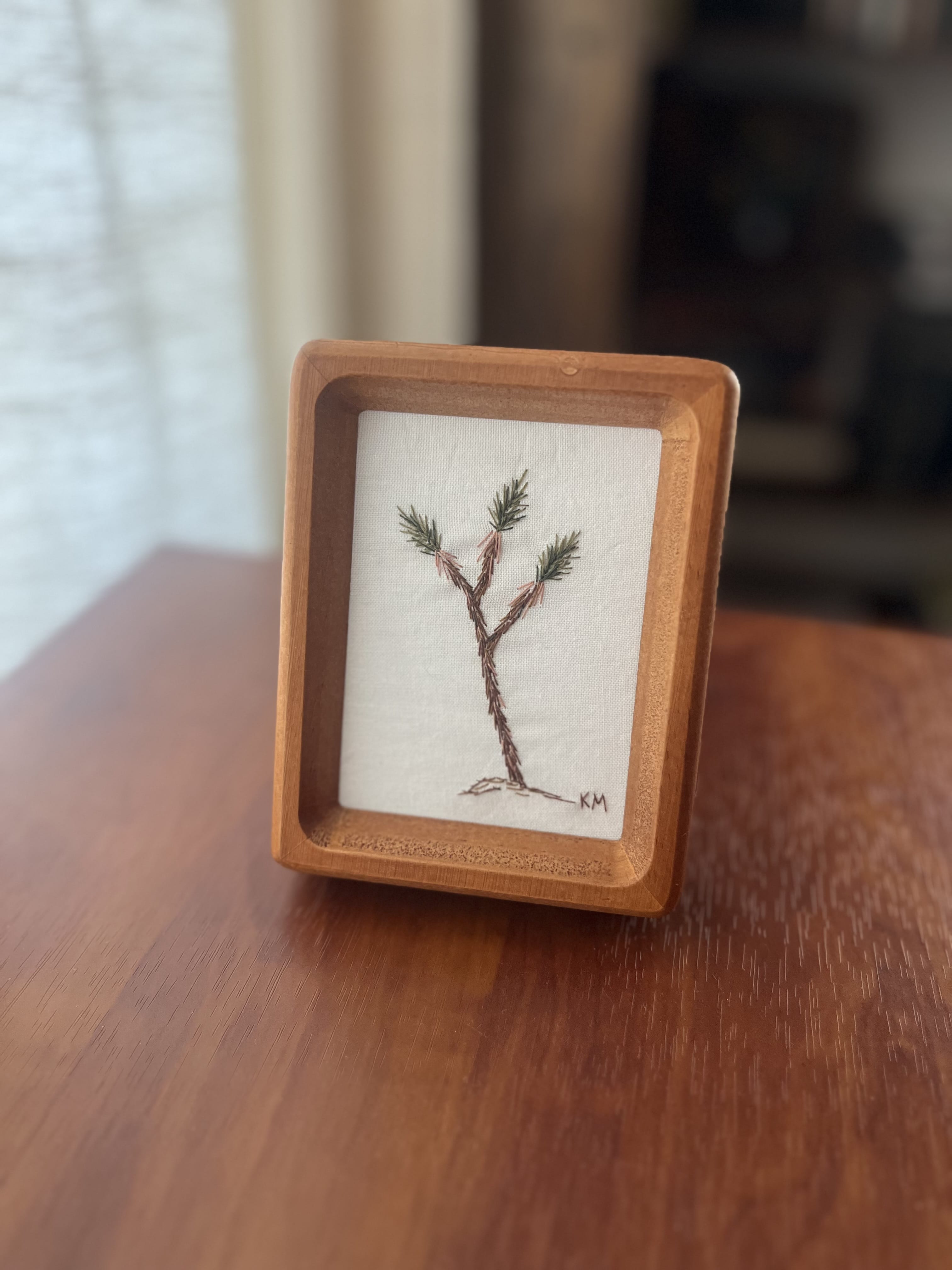 Seamstress Kate Hand Embroidered Joshua Tree |3X4” Dark Frame available in Joshua Tree at JT Trading Post
