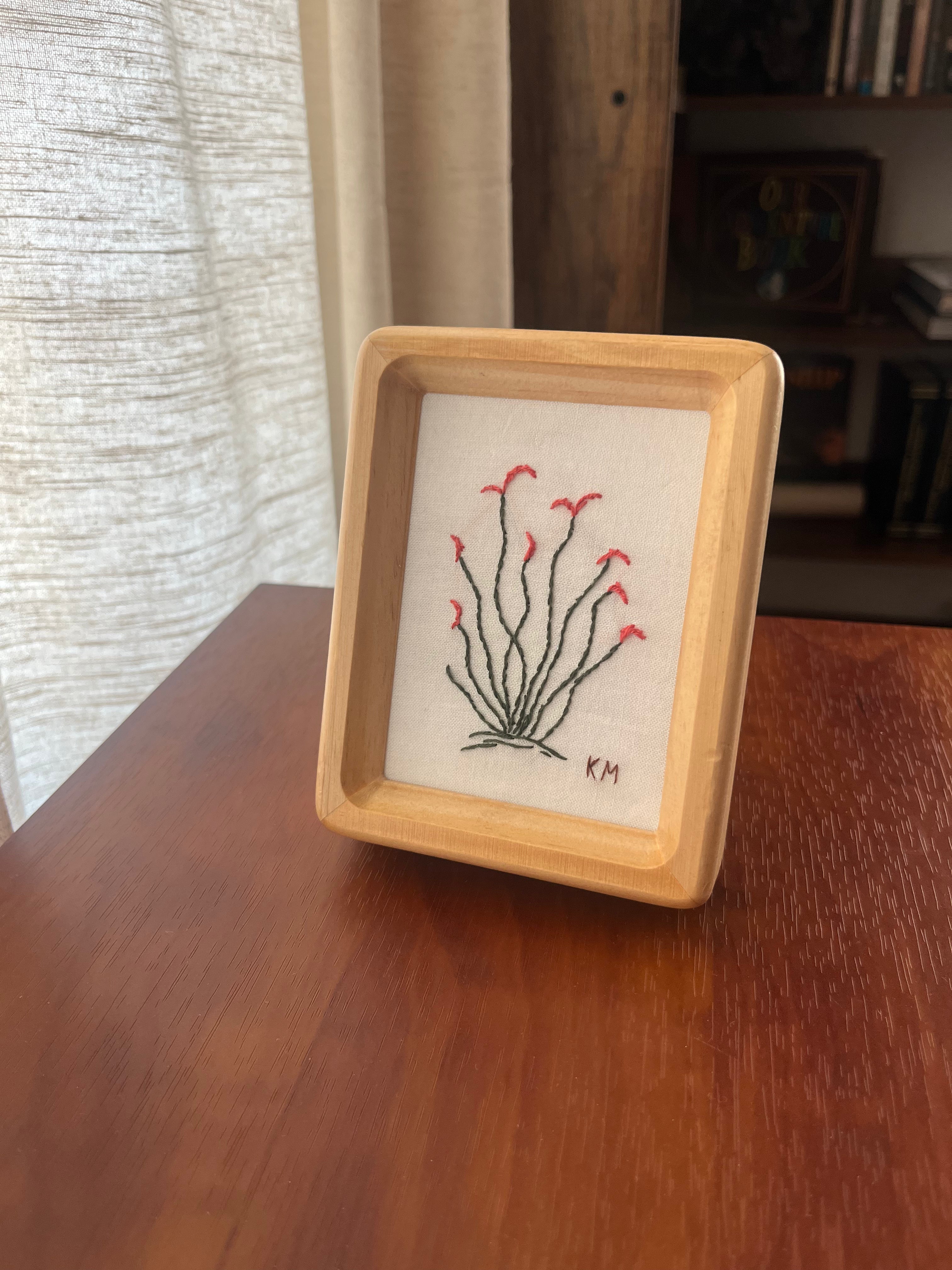 Seamstress Kate Hand Embroidered Ocotillo | 3X4” Frame available in Joshua Tree at JT Trading Post