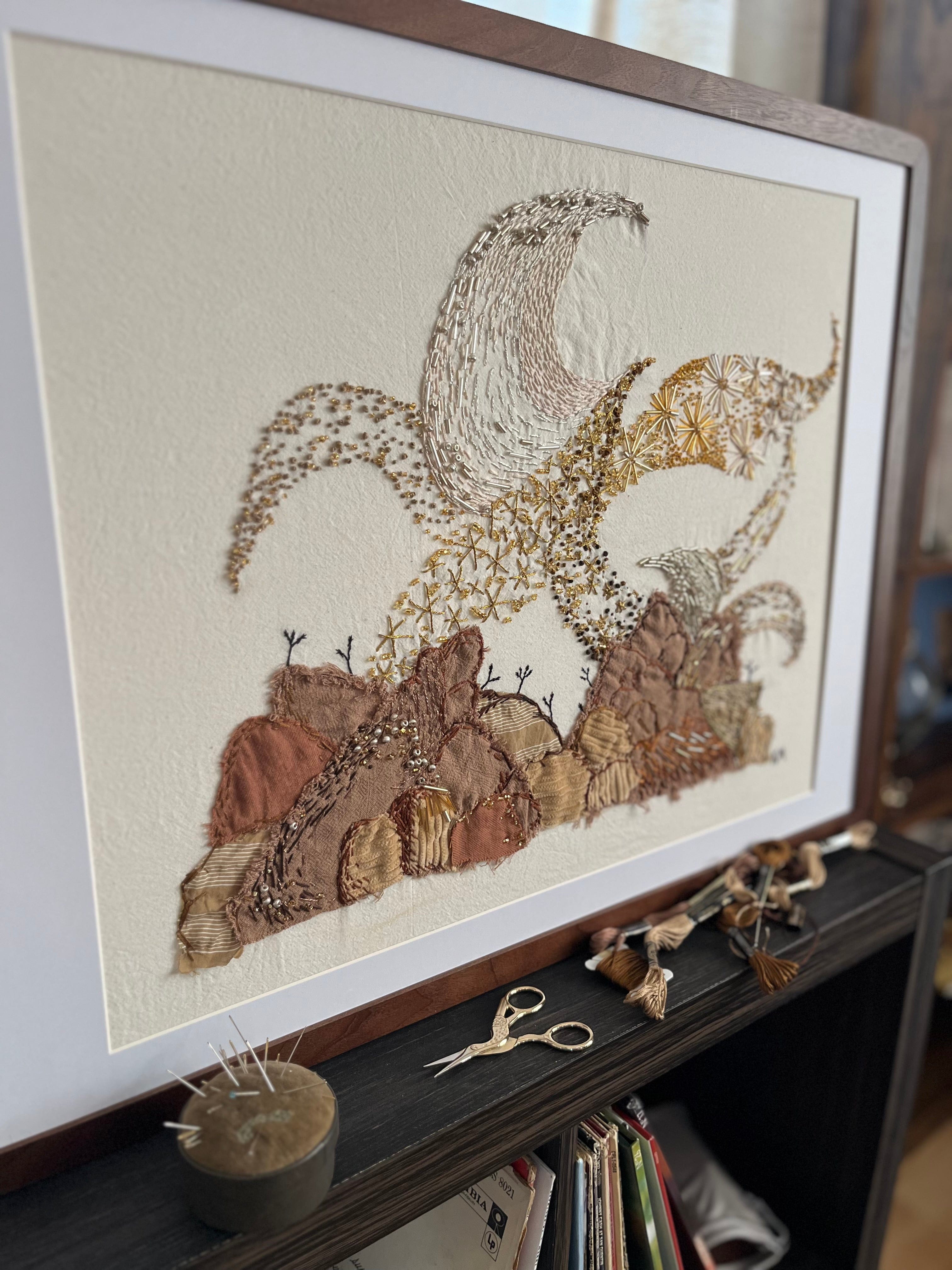 Seamstress Kate Hand Embroidered Art Piece available in Joshua Tree at JT Trading Post