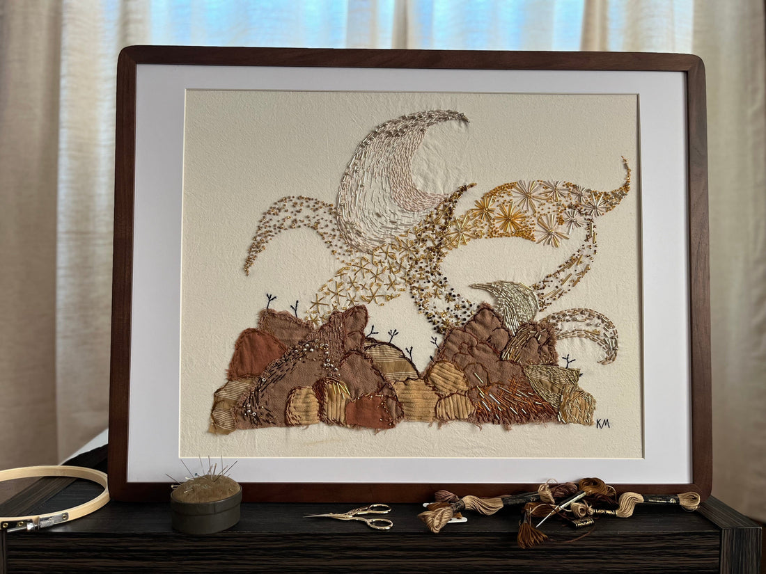 Seamstress Kate Hand Embroidered Art Piece available in Joshua Tree at JT Trading Post