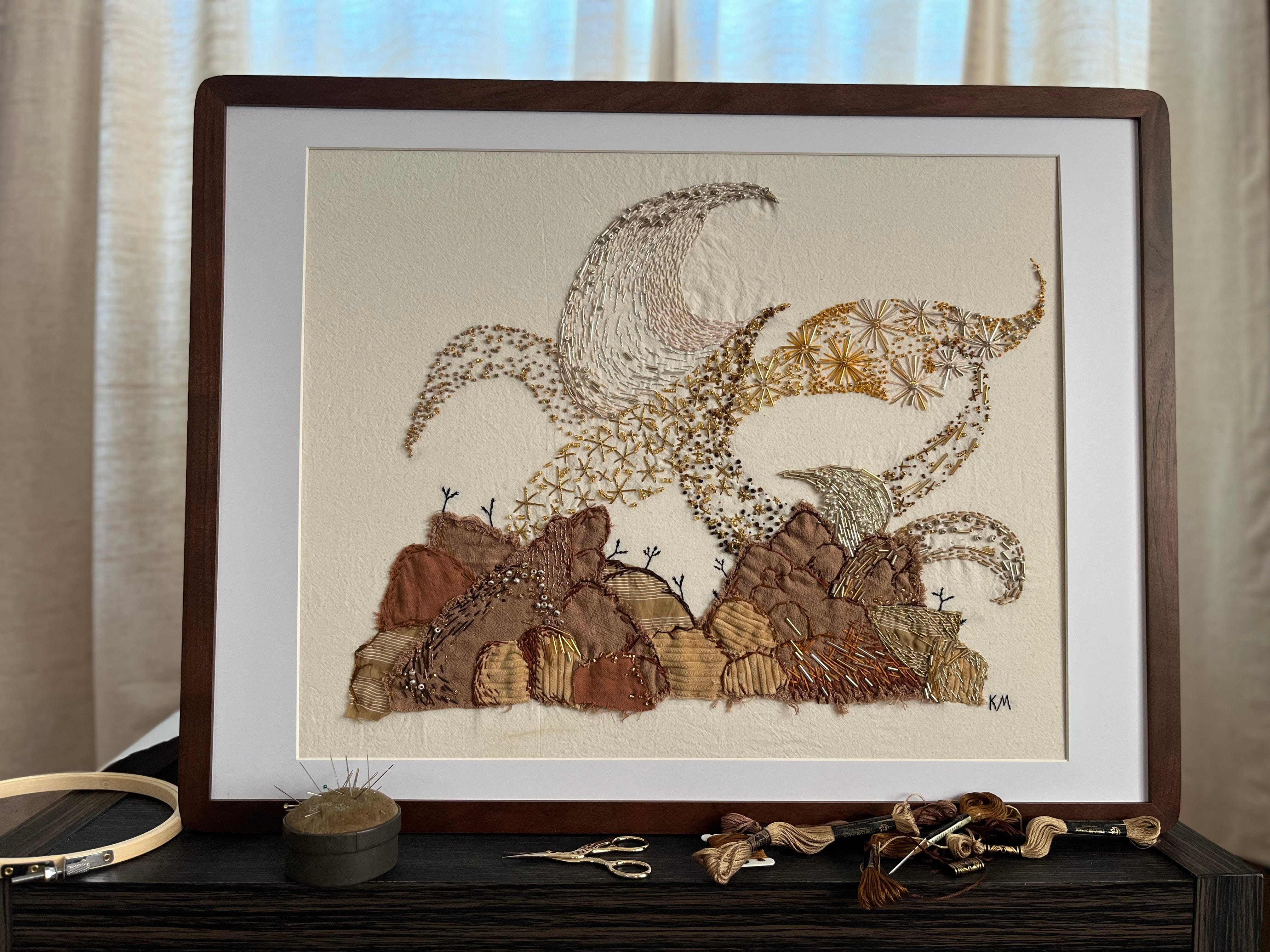 Seamstress Kate Hand Embroidered Art Piece available in Joshua Tree at JT Trading Post