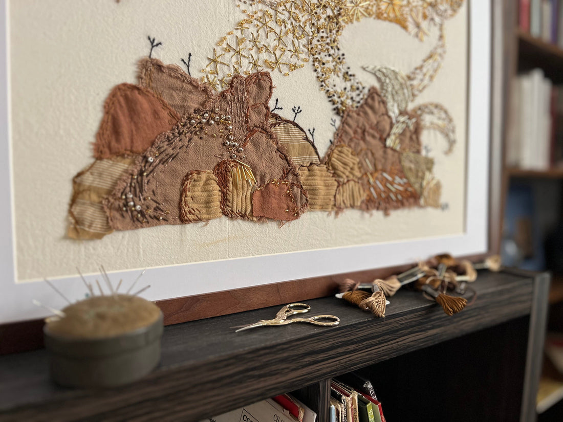 Seamstress Kate Hand Embroidered Art Piece available in Joshua Tree at JT Trading Post