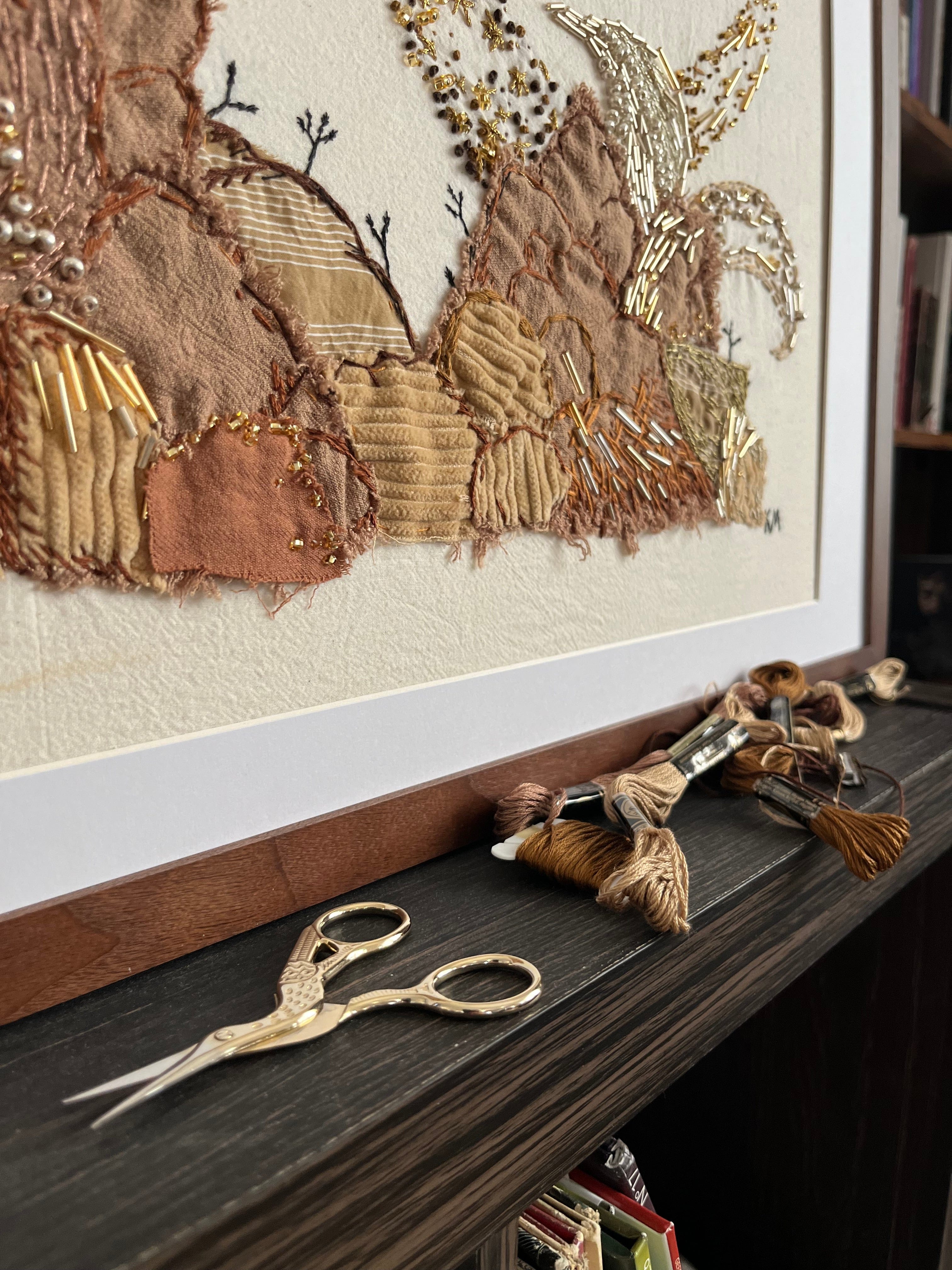 Seamstress Kate Hand Embroidered Art Piece available in Joshua Tree at JT Trading Post
