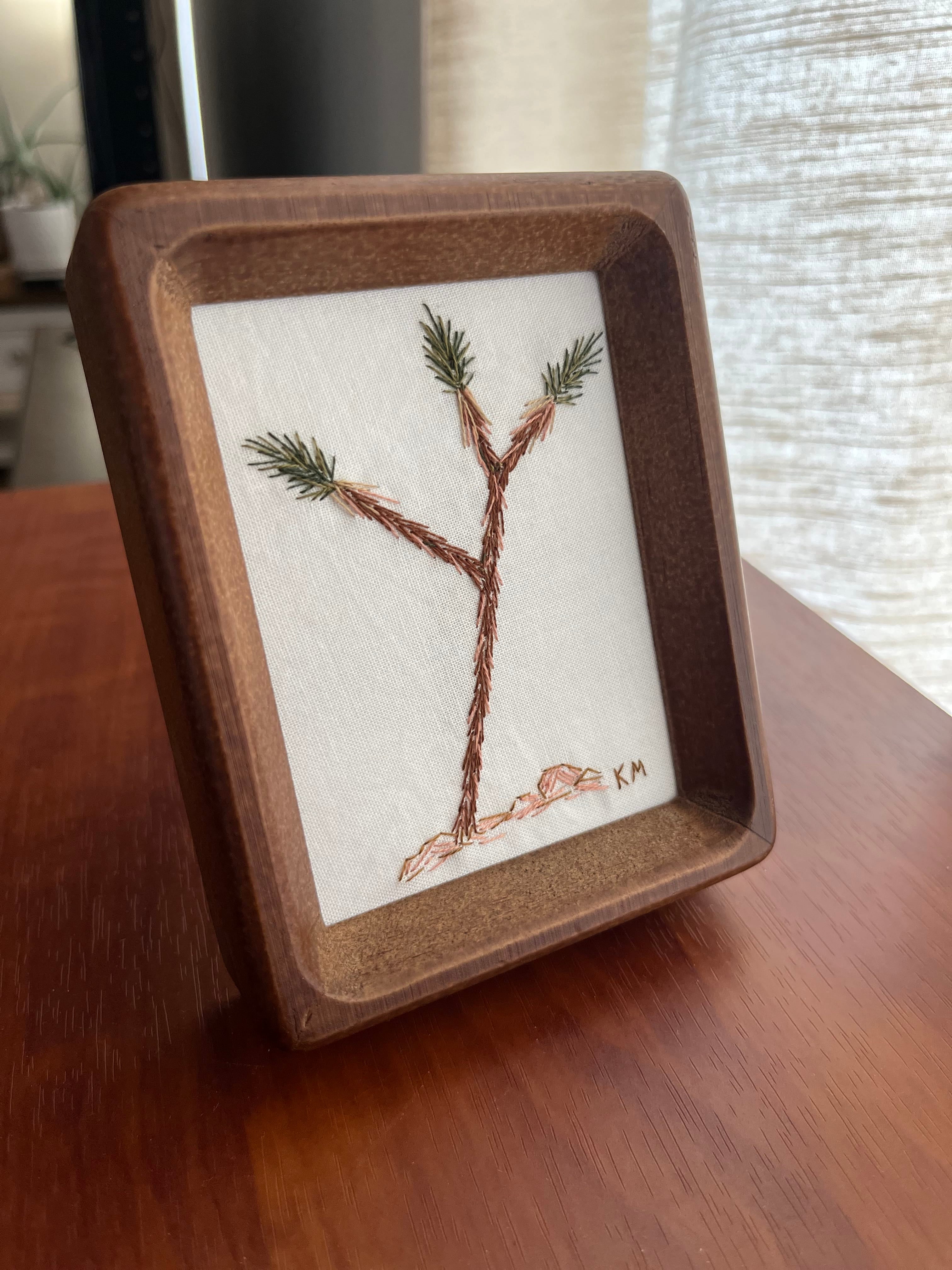 Seamstress Kate Hand Embroidered Joshua Tree |3X4” Dark Frame available in Joshua Tree at JT Trading Post