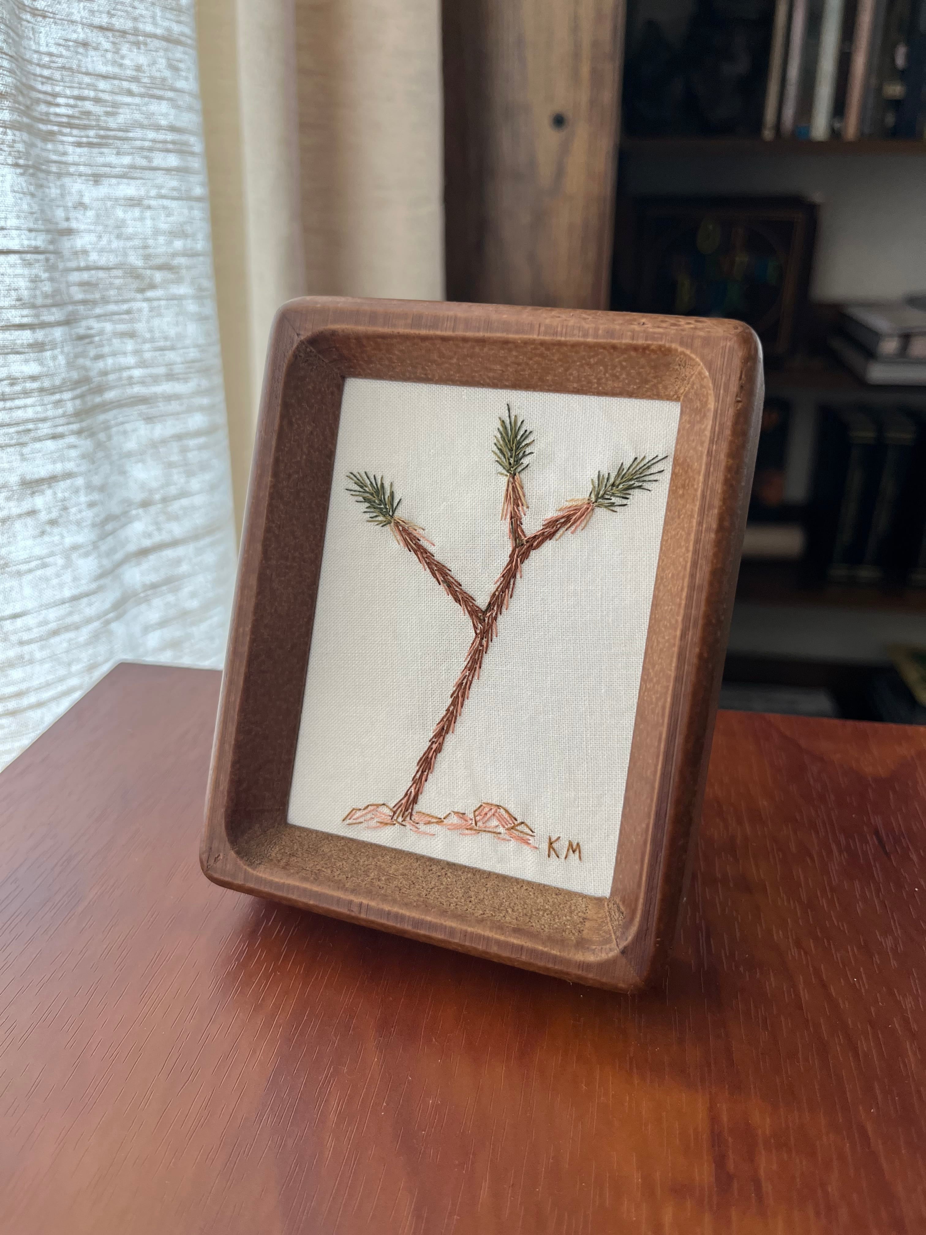 Seamstress Kate Hand Embroidered Joshua Tree |3X4” Dark Frame available in Joshua Tree at JT Trading Post