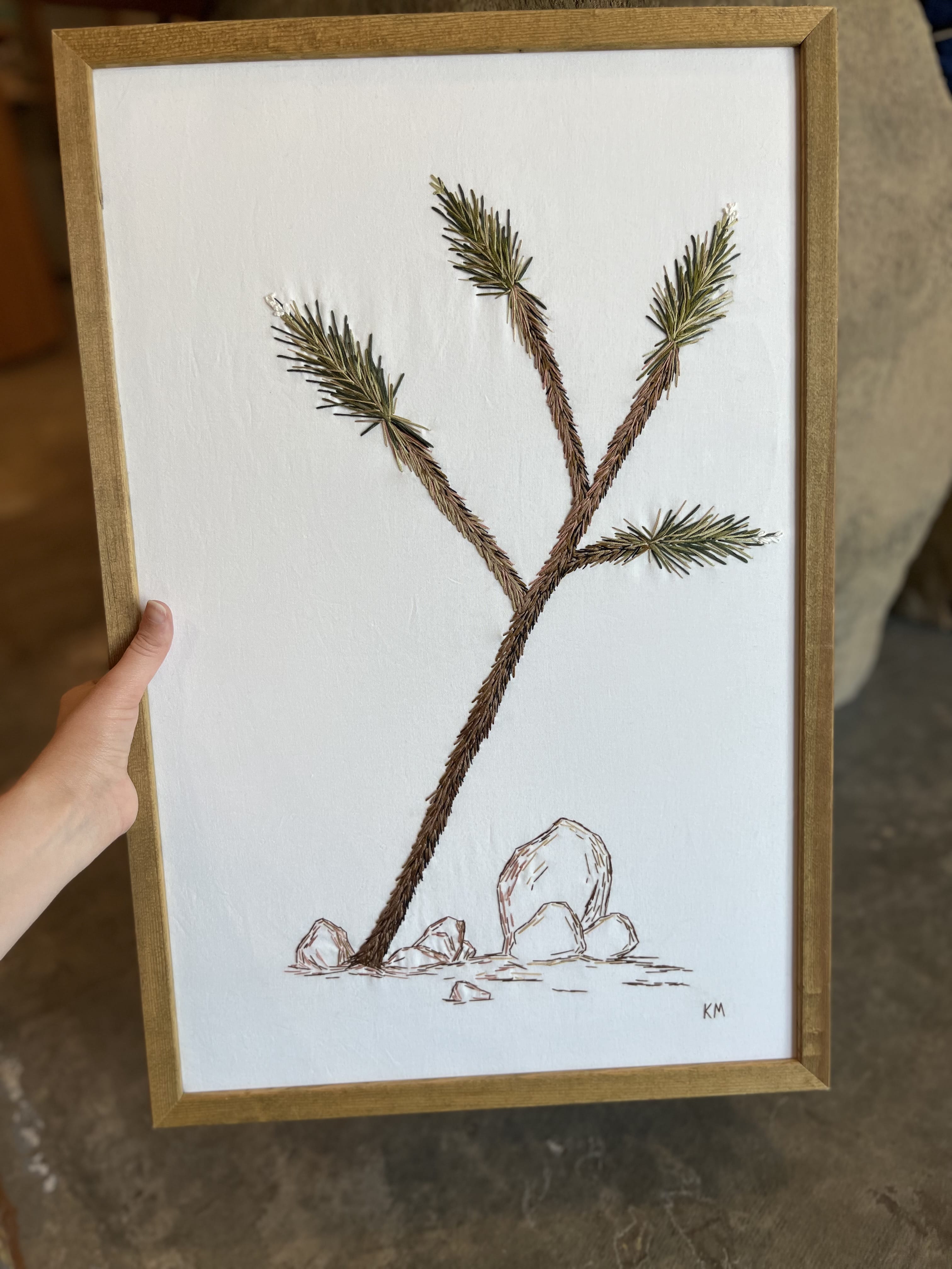 Seamstress Kate Hand-Embroidered Joshua Tree | Large 16"X24" available in Joshua Tree at JT Trading Post