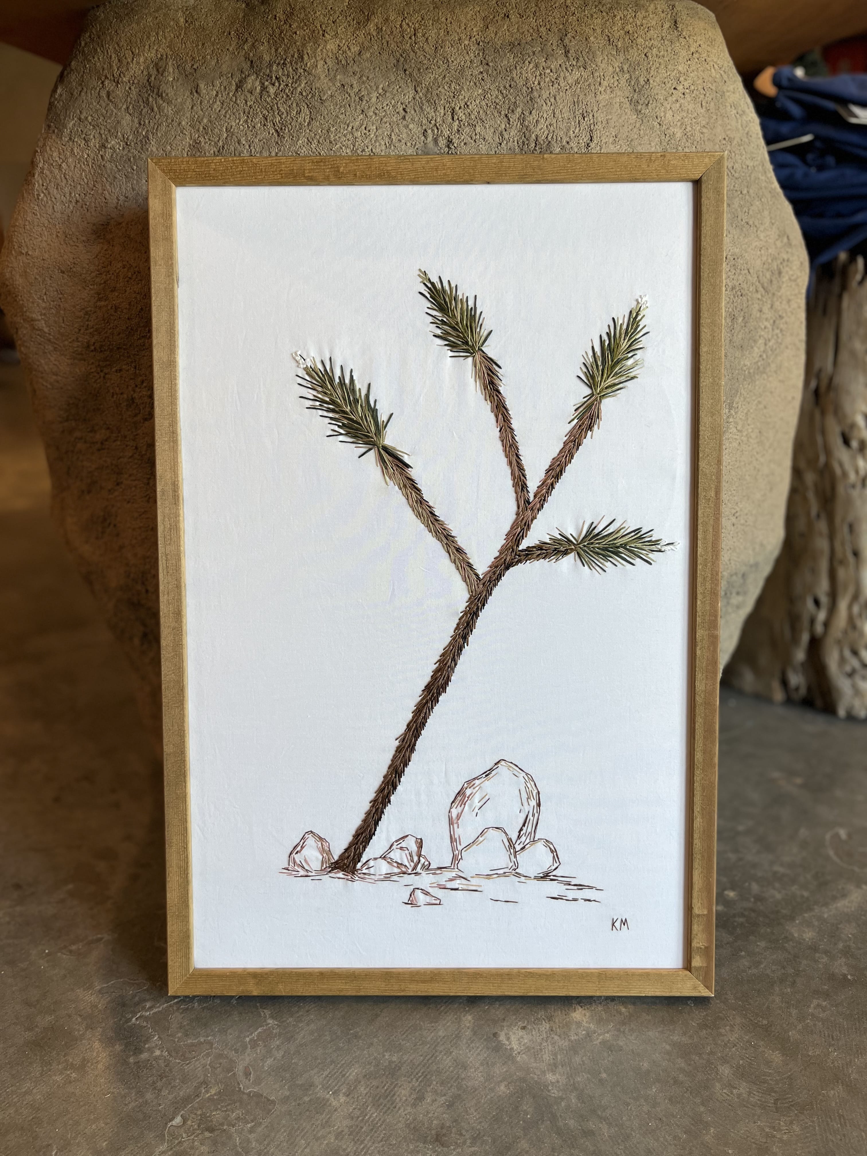 Seamstress Kate Hand-Embroidered Joshua Tree | Large 16"X24" available in Joshua Tree at JT Trading Post
