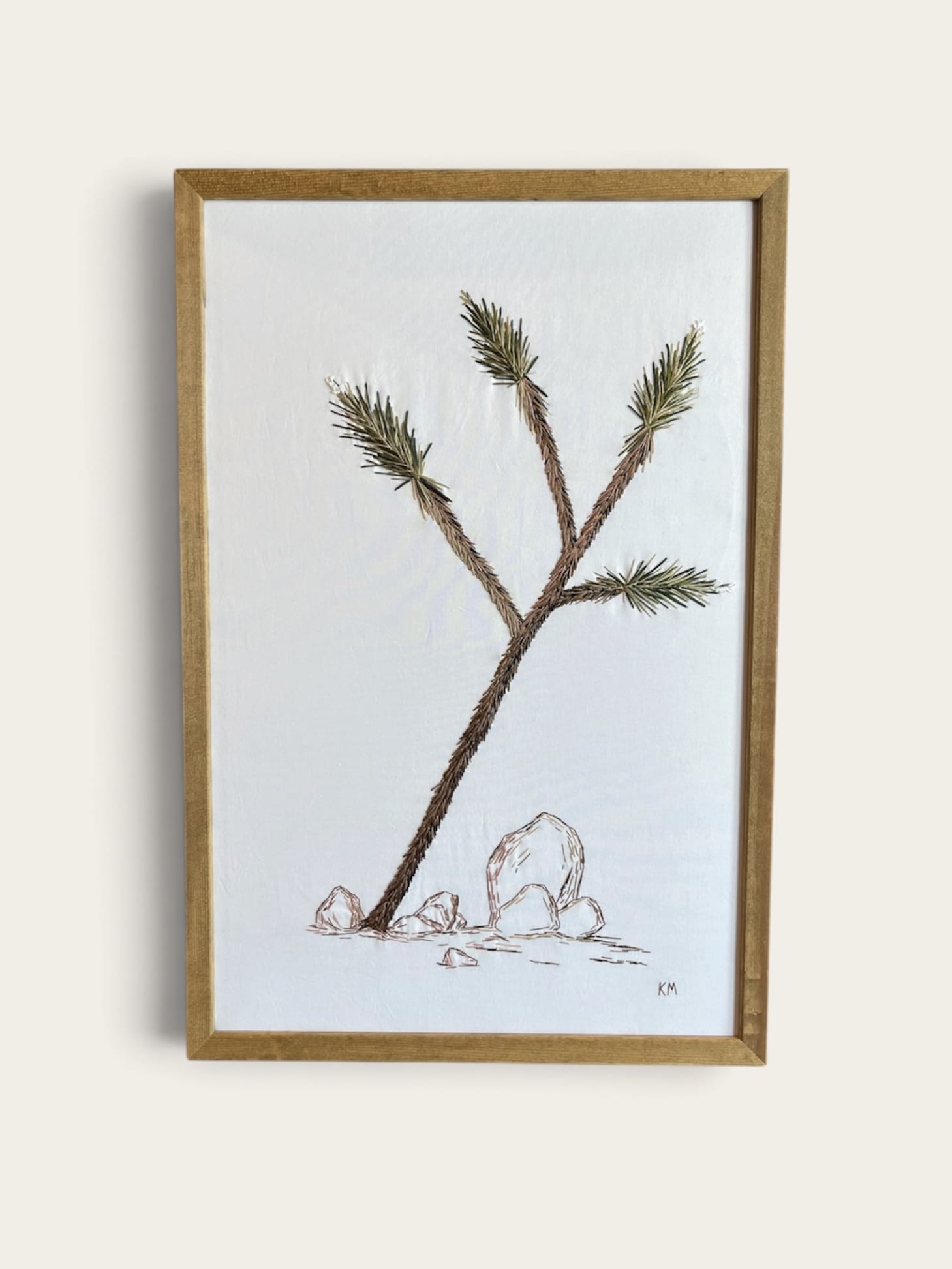 Seamstress Kate Hand-Embroidered Joshua Tree | Large 16"X24" available in Joshua Tree at JT Trading Post