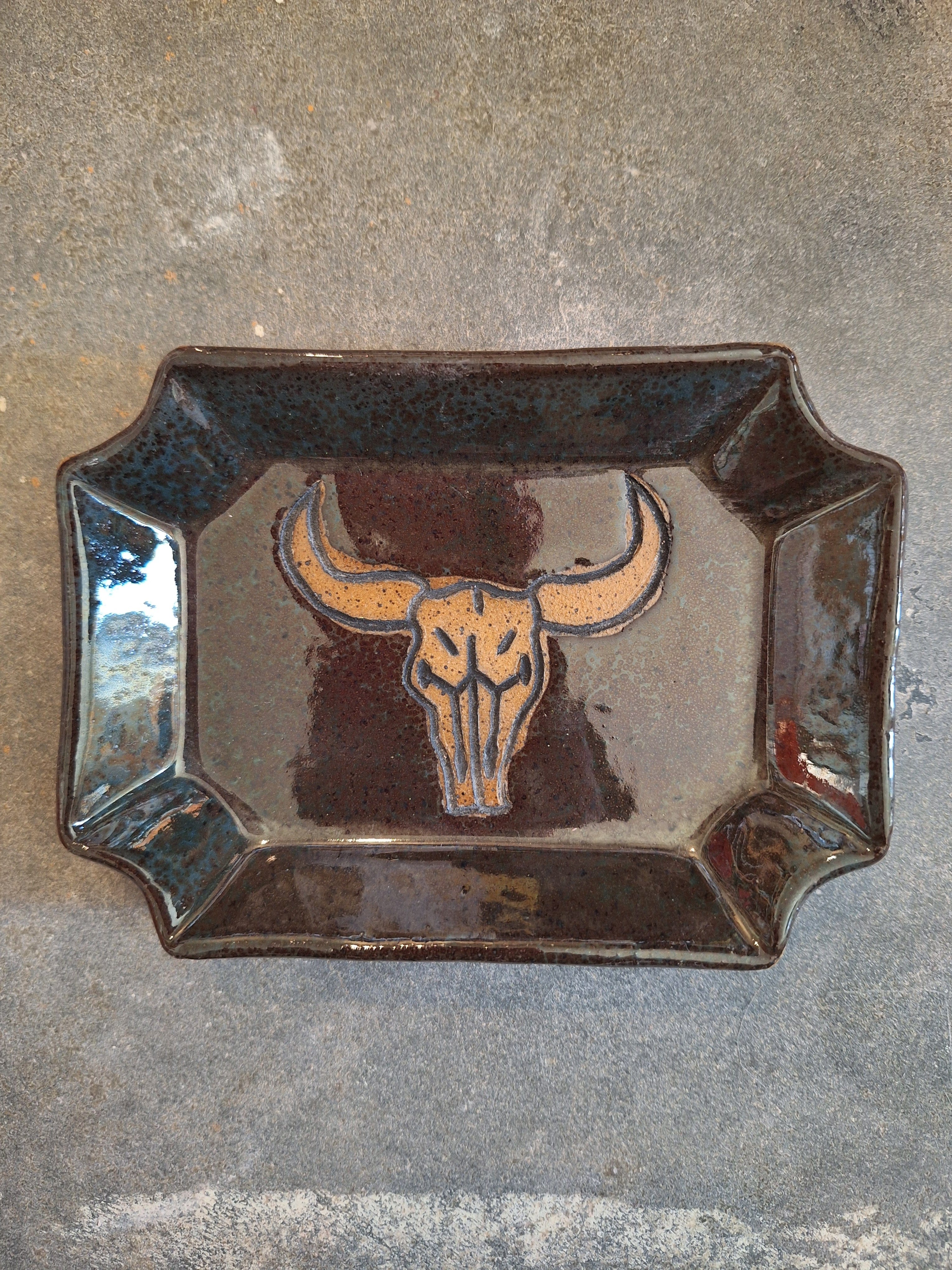 Stray Ceramics Cow Skull Plate Rectangle Medium available in Joshua Tree at JT Trading Post