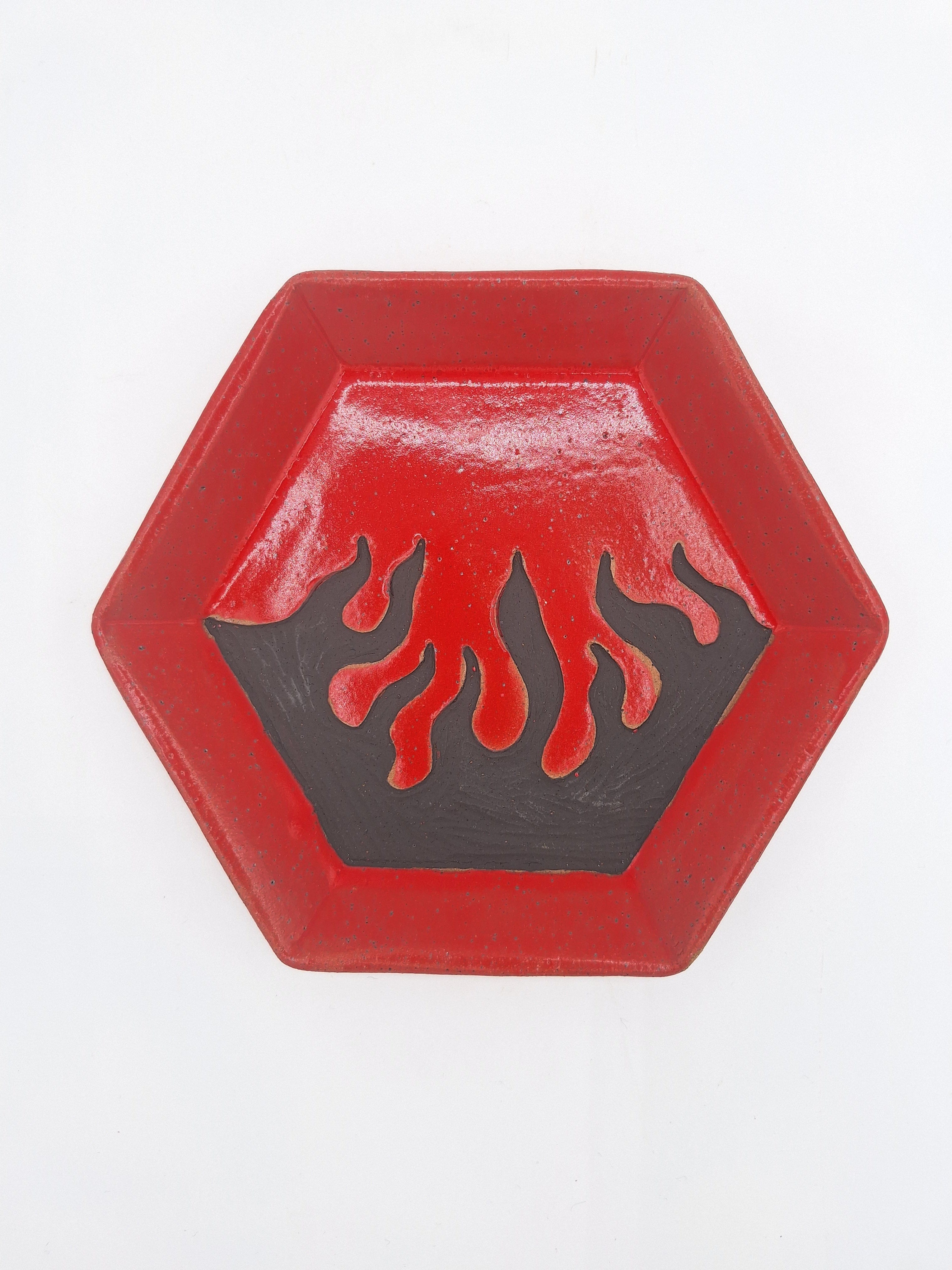 Stray Ceramics Flame Plate Hexagon Medium available in Joshua Tree at JT Trading Post