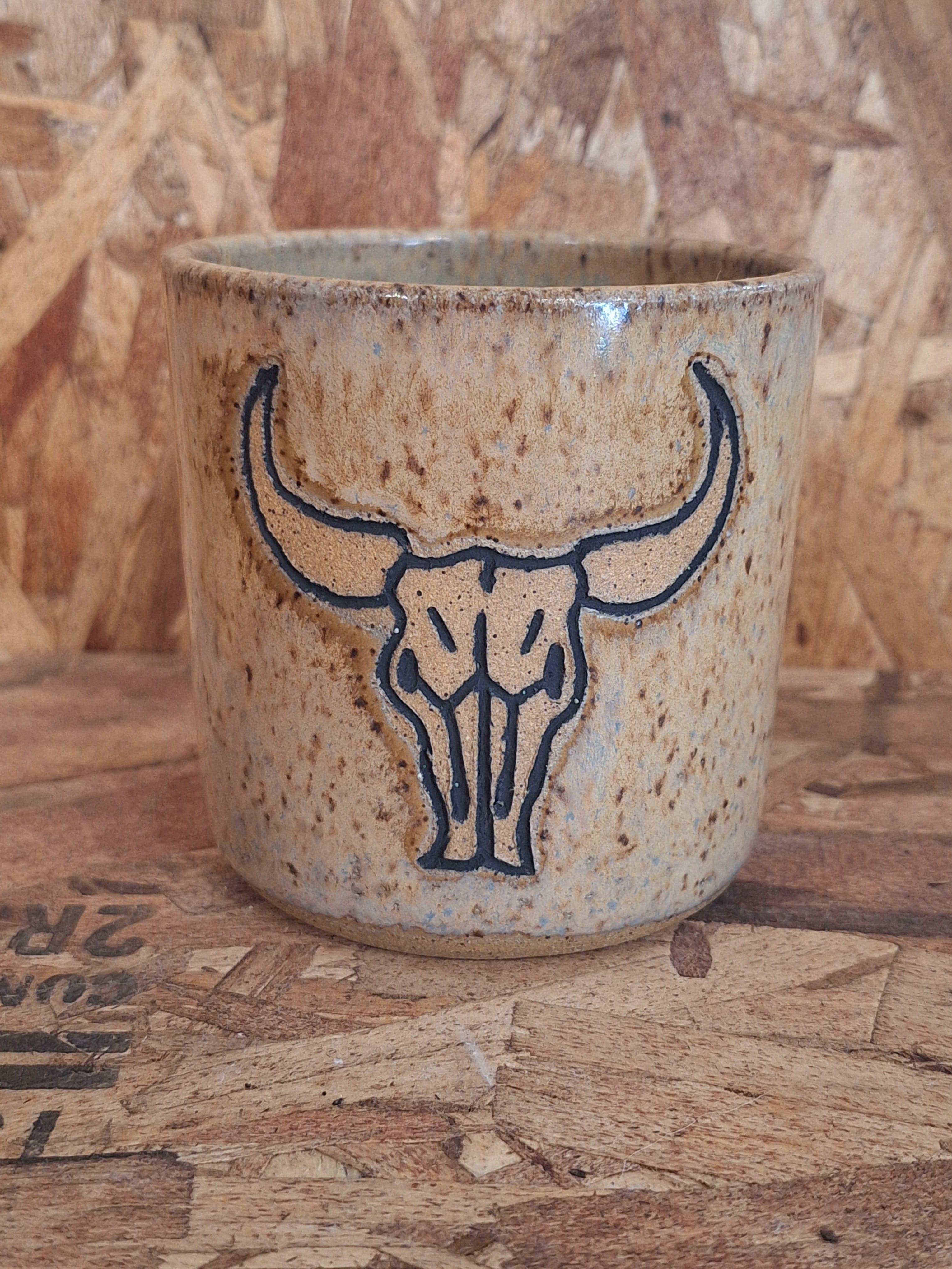 Stray Ceramics Cow Skull Tumbler available in Joshua Tree at JT Trading Post
