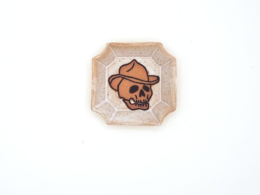 Stray Ceramics Cowboy Skull Plate Square Medium available in Joshua Tree at JT Trading Post