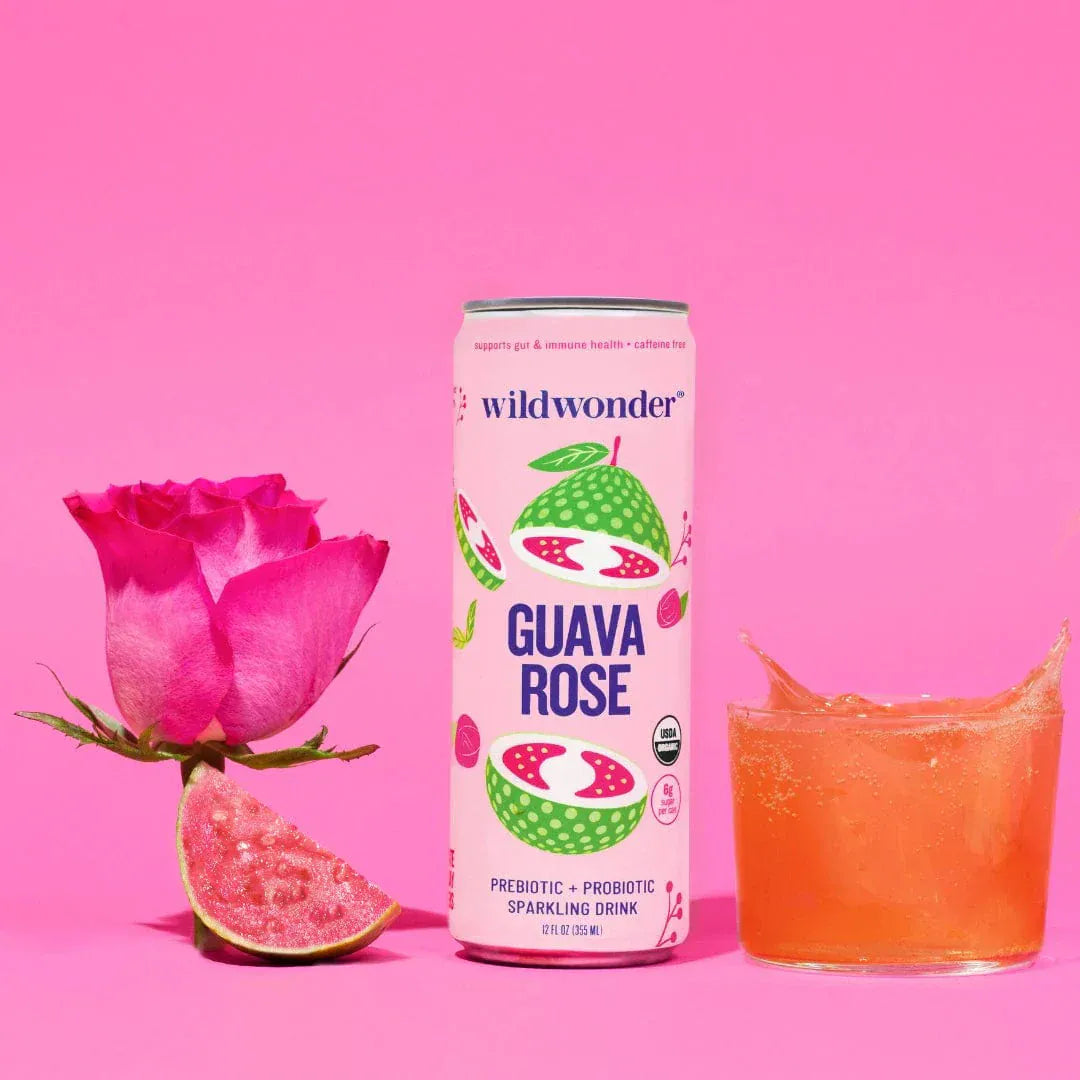 The Nomadic People Prebiotic + Probiotic Sparkling Drink: Guava Rose available in Joshua Tree at JT Trading Post