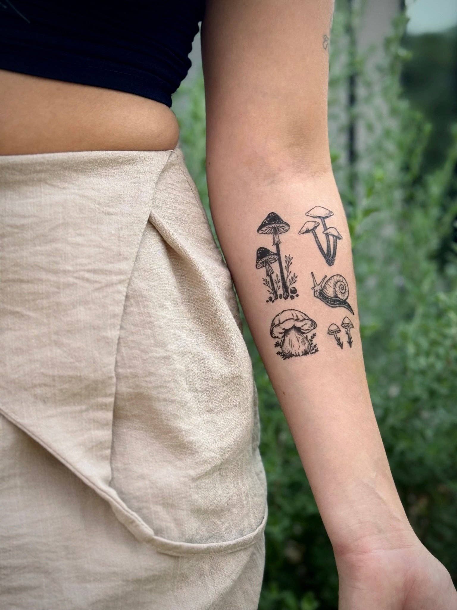 The Plant Social Little Mushrooms Temporary Tattoo available in Joshua Tree at JT Trading Post
