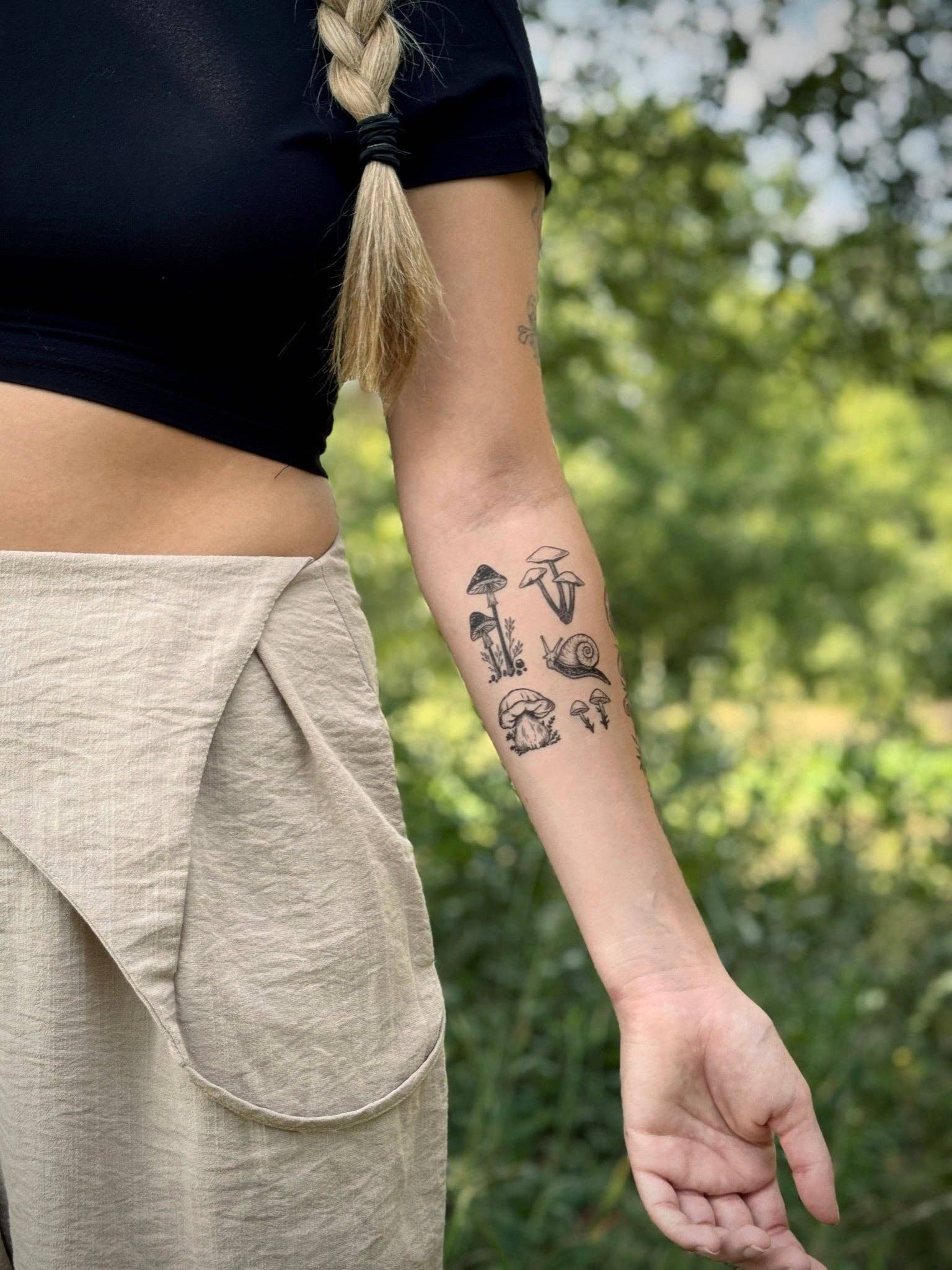 The Plant Social Little Mushrooms Temporary Tattoo available in Joshua Tree at JT Trading Post