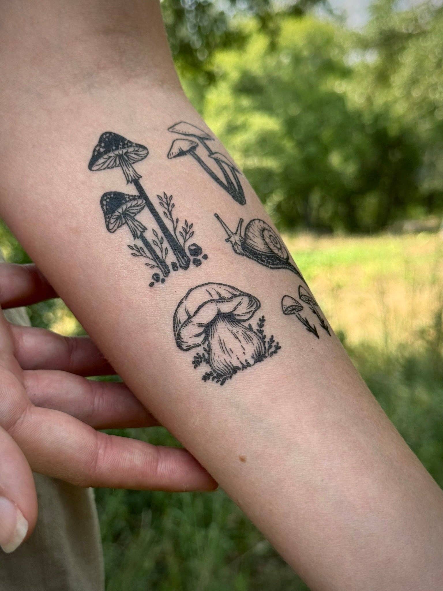 The Plant Social Little Mushrooms Temporary Tattoo available in Joshua Tree at JT Trading Post