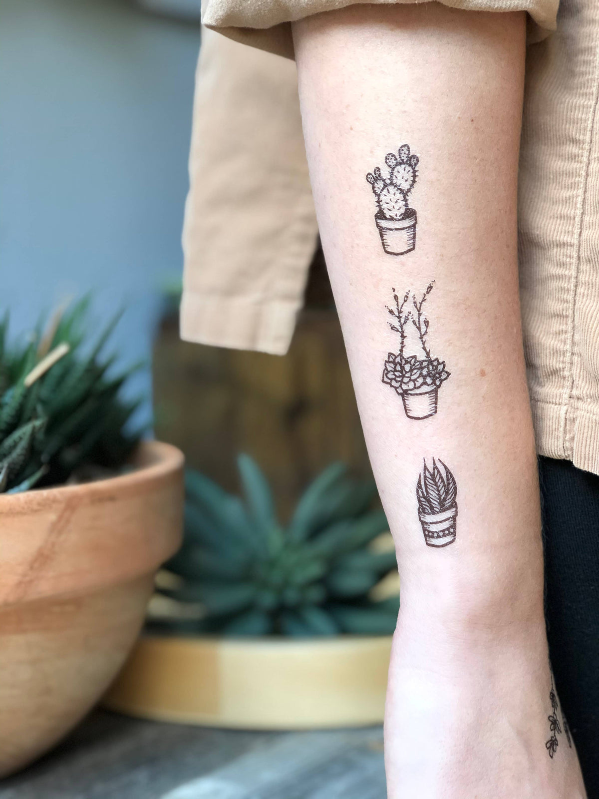The Plant Social Potted Cactus Temporary Tattoo available in Joshua Tree at JT Trading Post