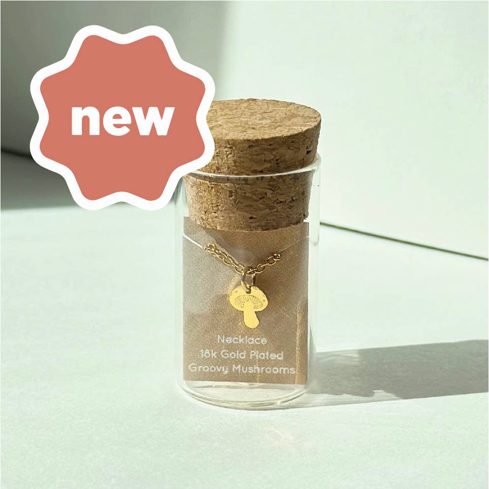 The Plant Social Groovy Mushroom Charm Necklace available in Joshua Tree at JT Trading Post