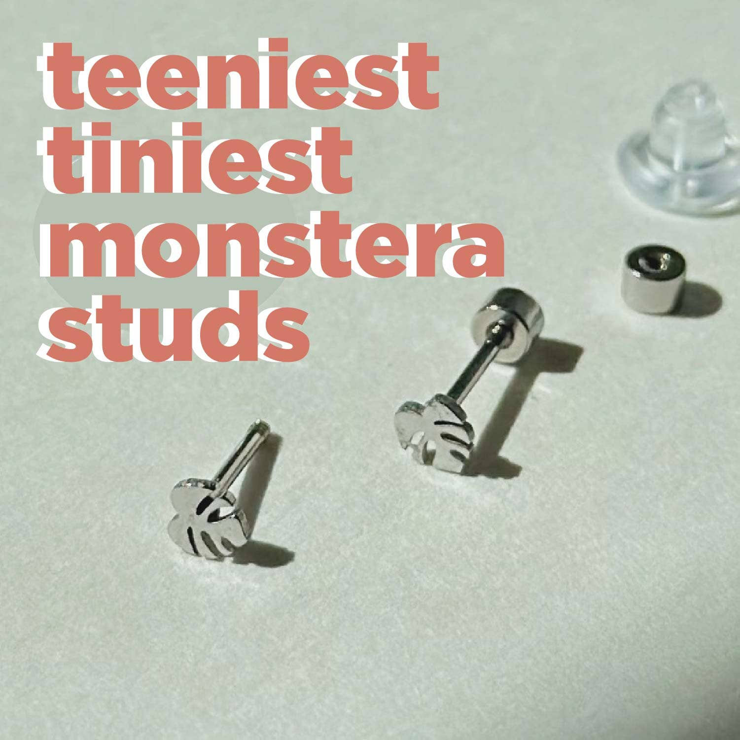 The Plant Social Flat Back Teeny Tiny Monstera Deliciosa Plant Studs available in Joshua Tree at JT Trading Post