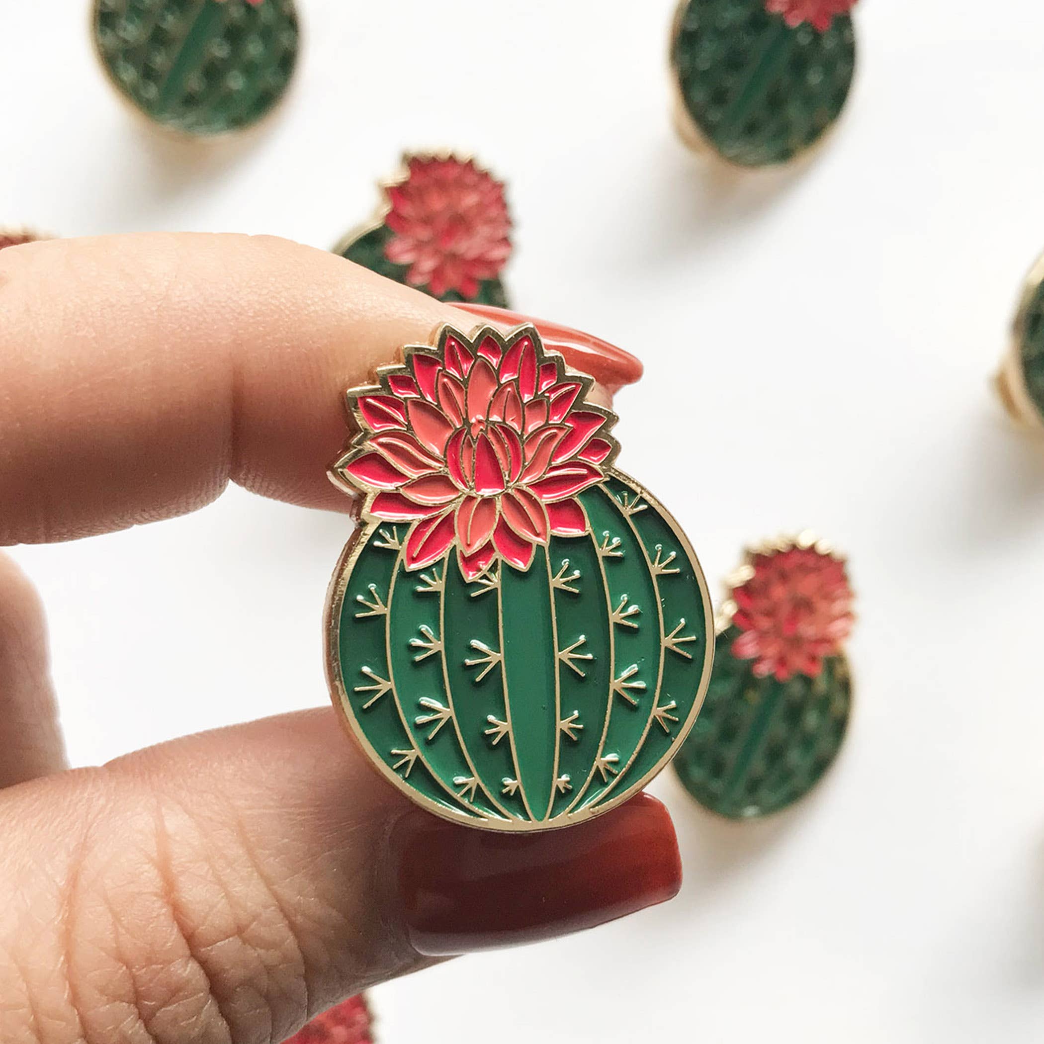 The Plant Social Julia Blooming Cactus Lapel Pin available in Joshua Tree at JT Trading Post