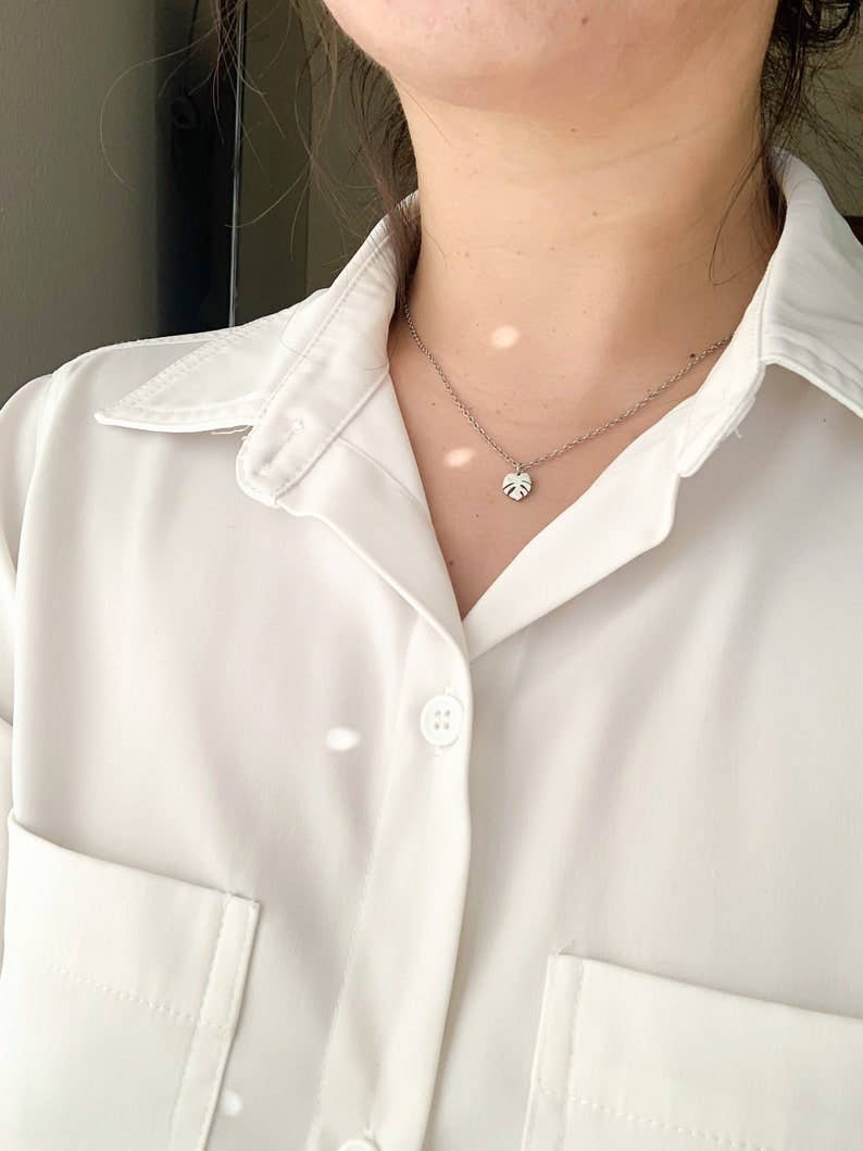 Monstera Deliciosa Charm Necklace
