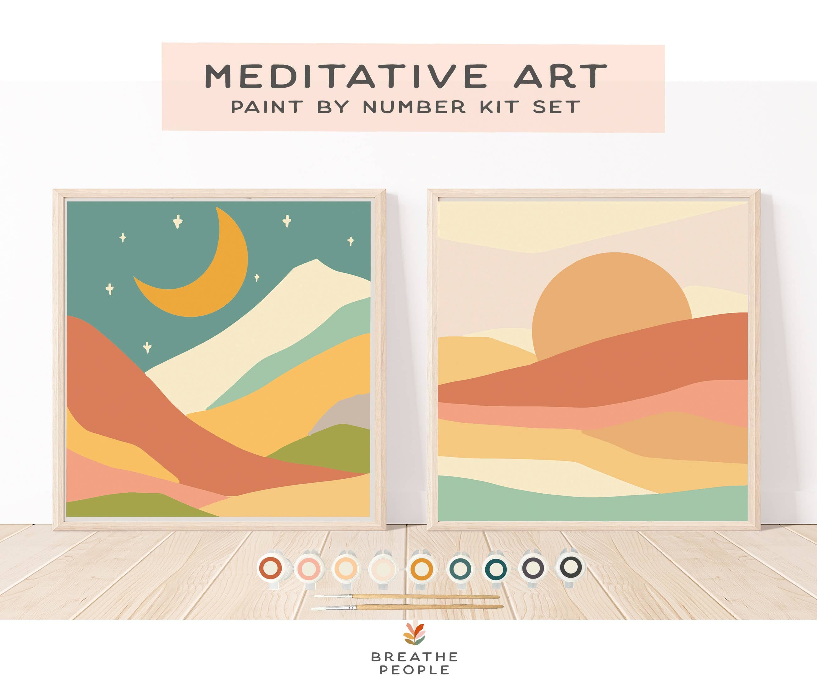The Plant Social Sun + Moonlight Meditative Art Paint by Number Kit+ Easel available in Joshua Tree at JT Trading Post