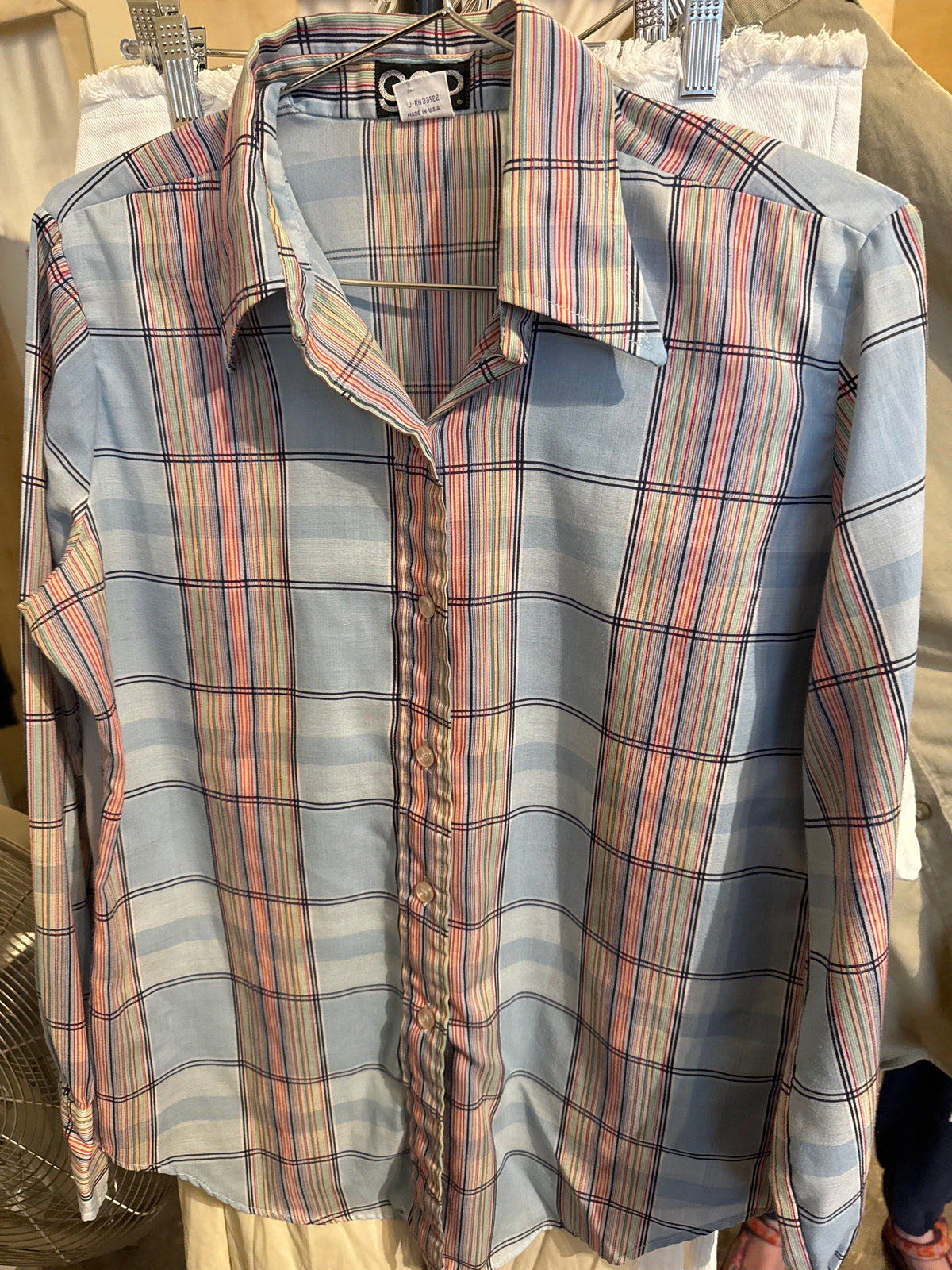 Venus Of The Desert 70s GAP Blue Plaid LS available in Joshua Tree at JT Trading Post