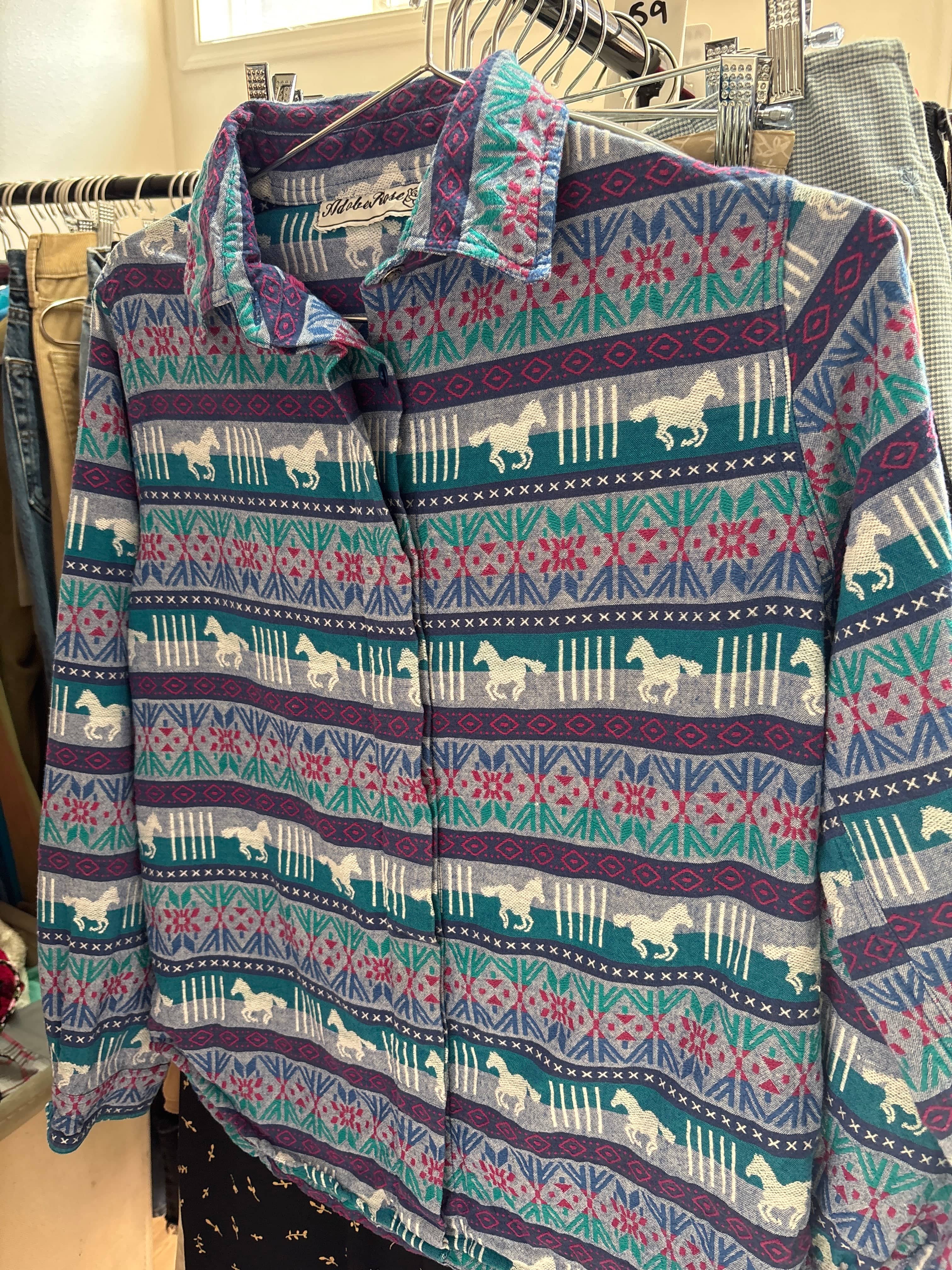 Venus Of The Desert Adobe Rose woven cotton horse shirt available in Joshua Tree at JT Trading Post
